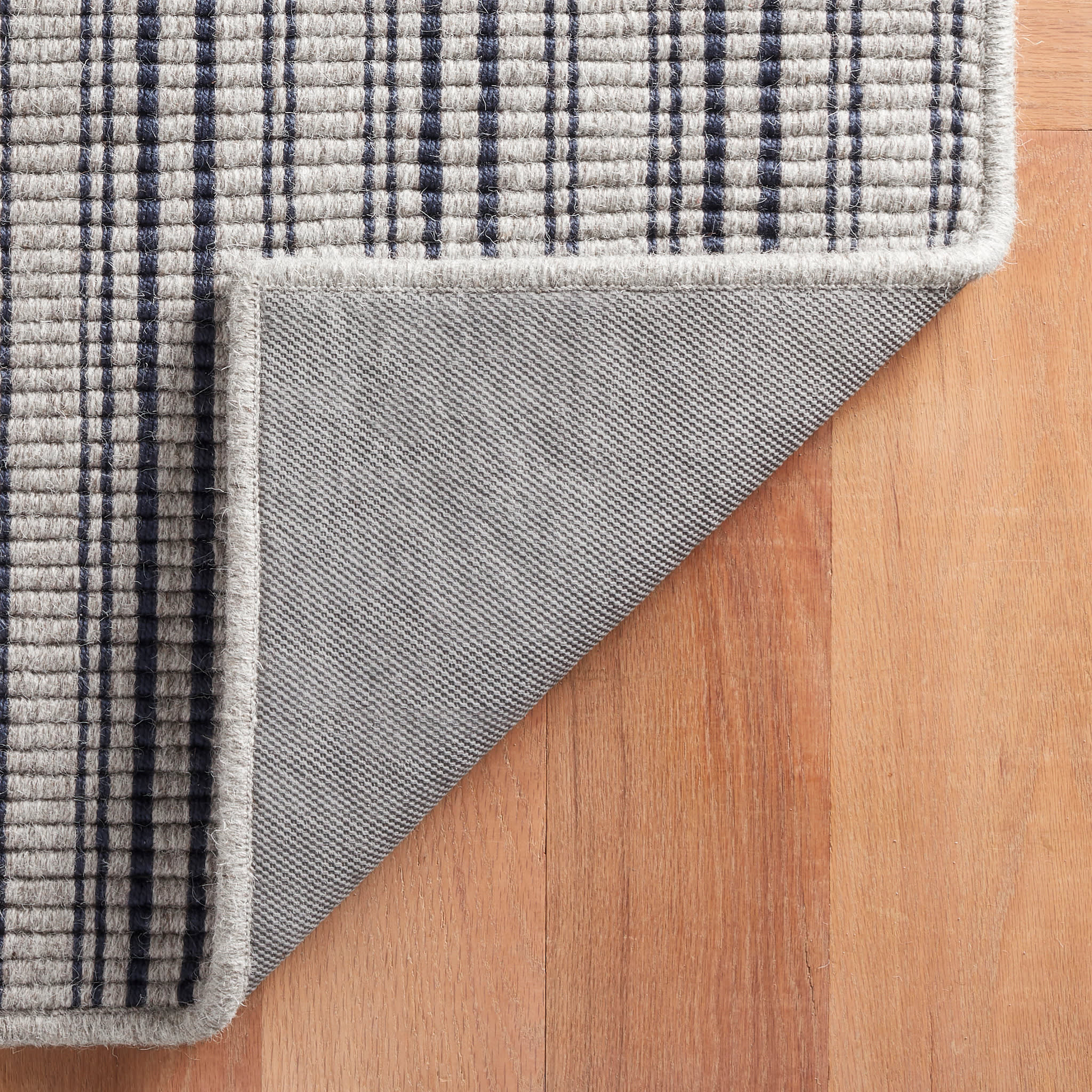 Warren Ticking Woven Wool Custom Rug | Navy - Image 6