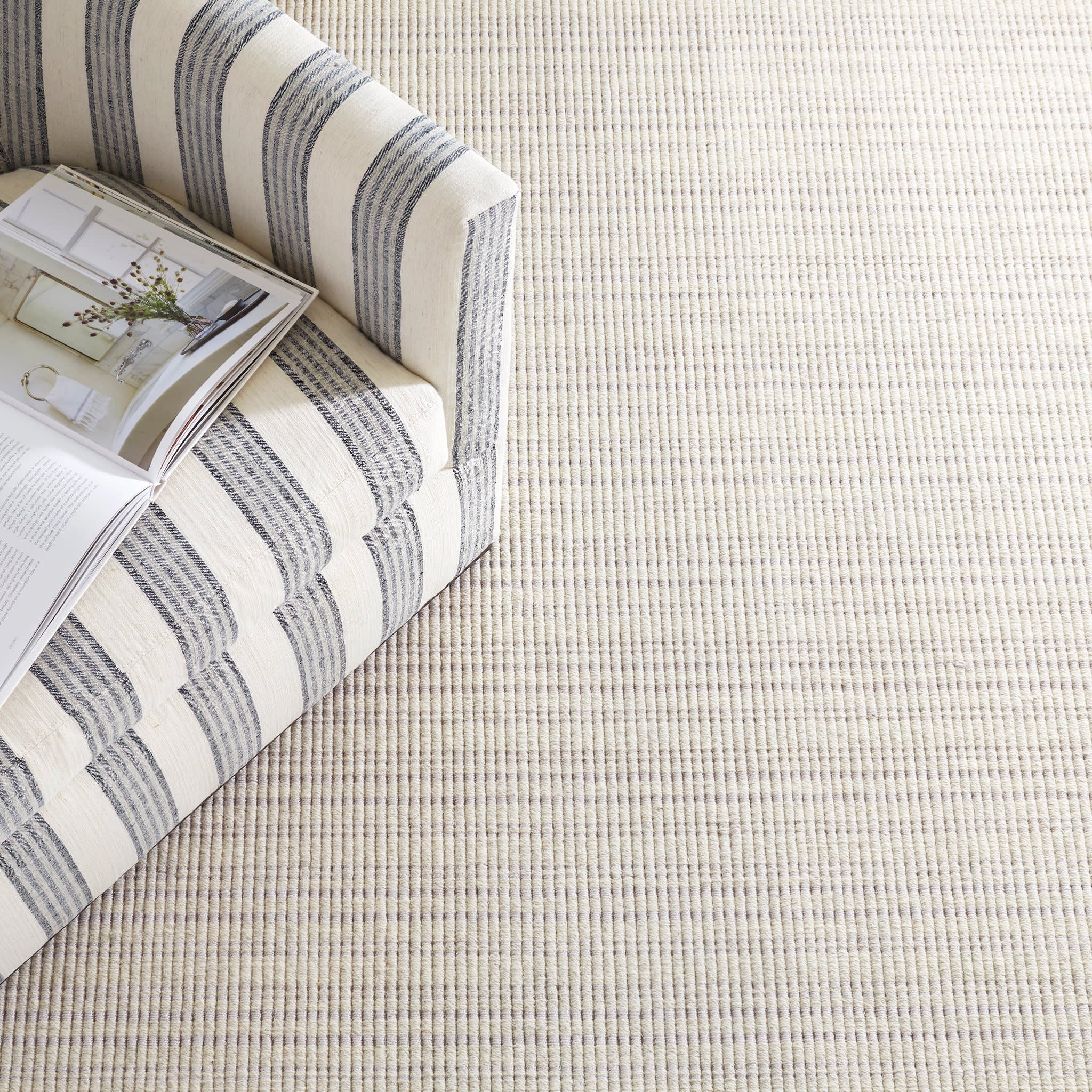 Warren Ticking Woven Wool Custom Rug | Silver - Image 3