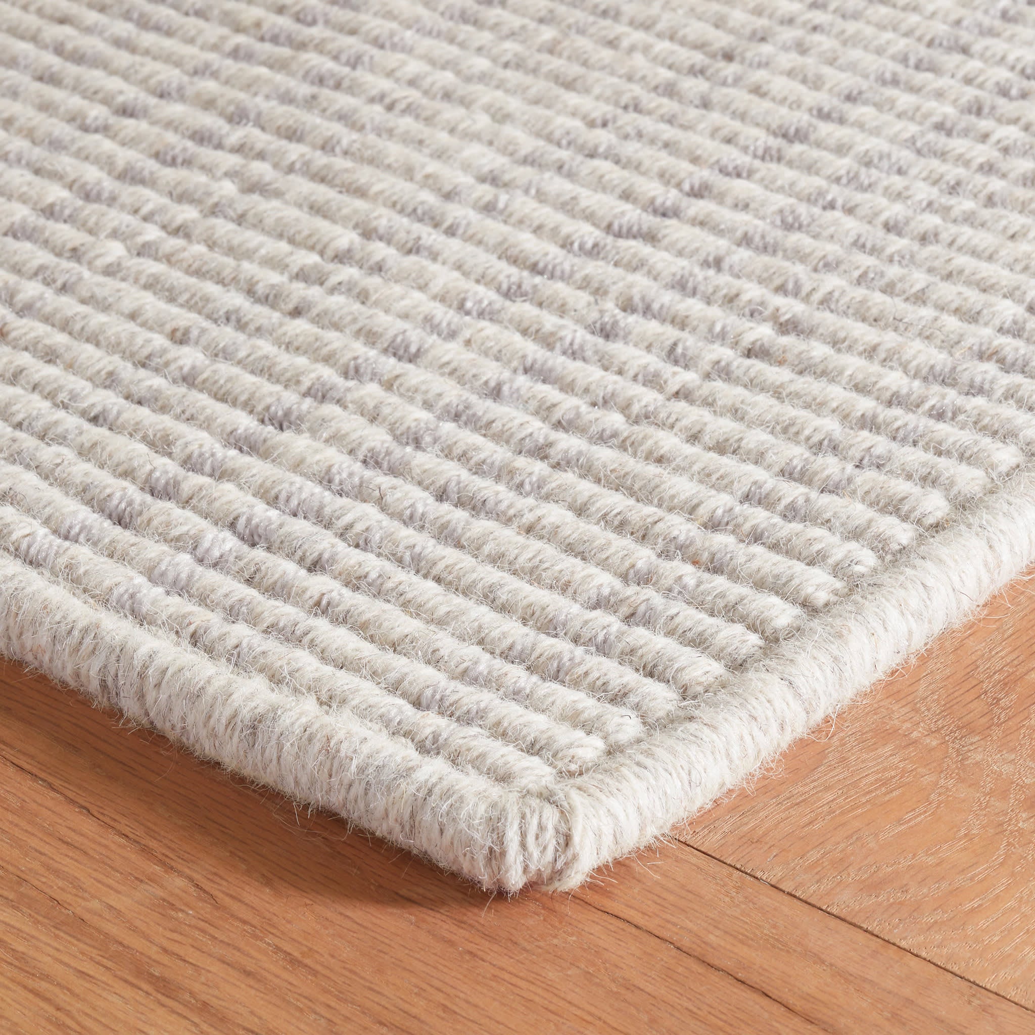 Warren Ticking Woven Wool Custom Rug | Silver - Image 5