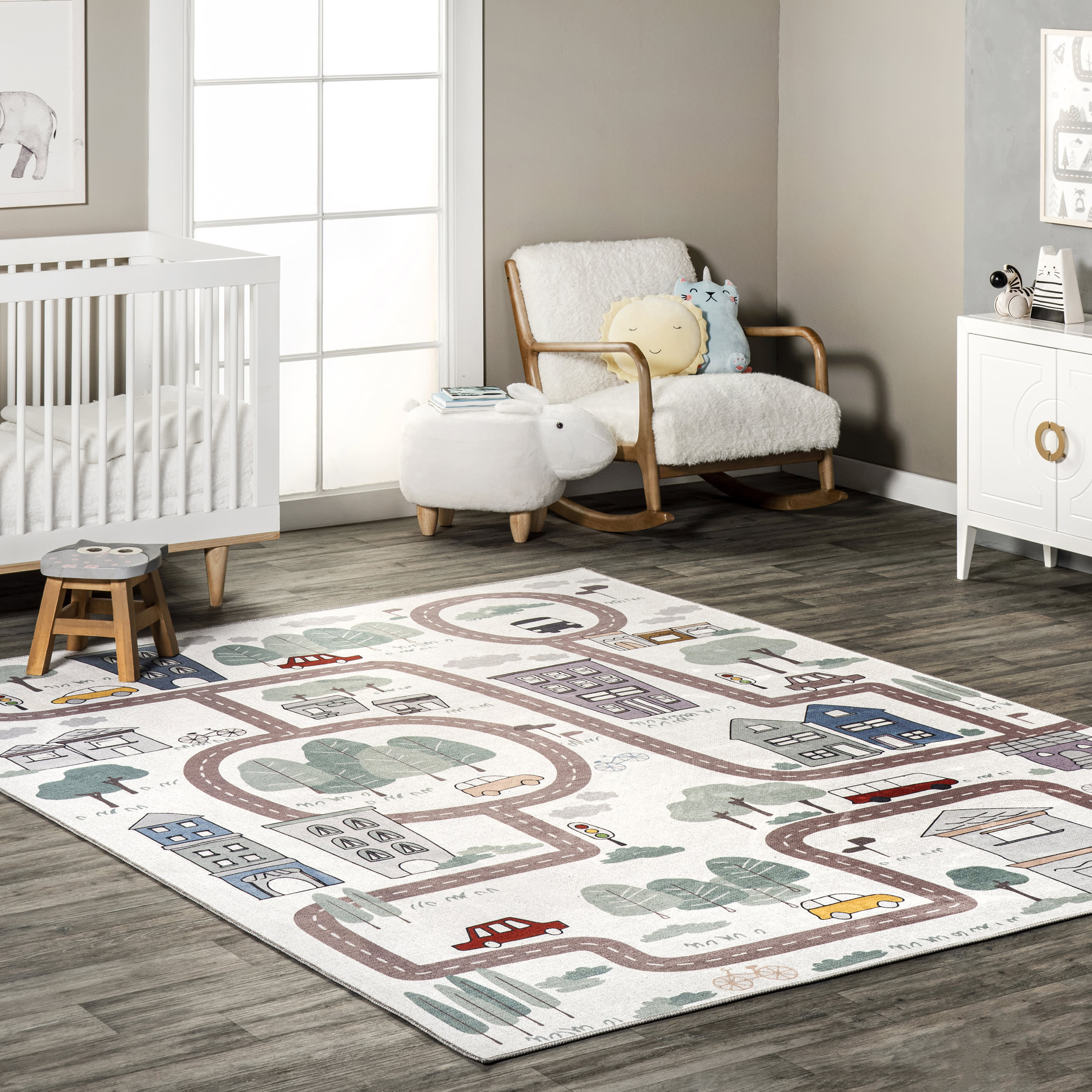Washable Charlie Town Map Rug | White Multicolor - Image 2