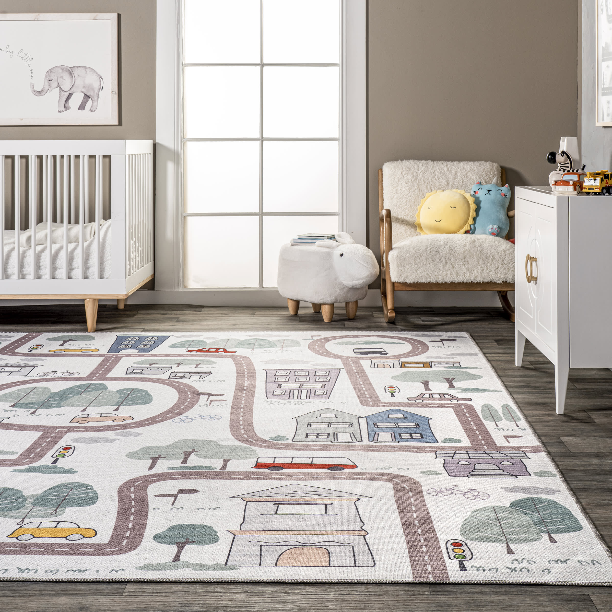 Washable Charlie Town Map Rug | White Multicolor - Image 4