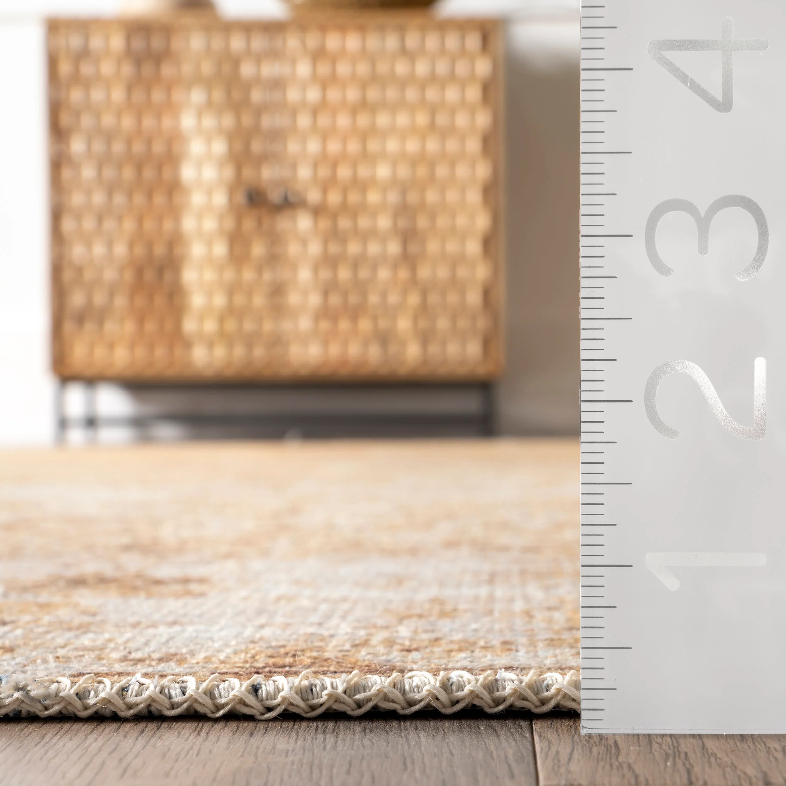 Washable Faded Vintage Rug | Beige - Image 5