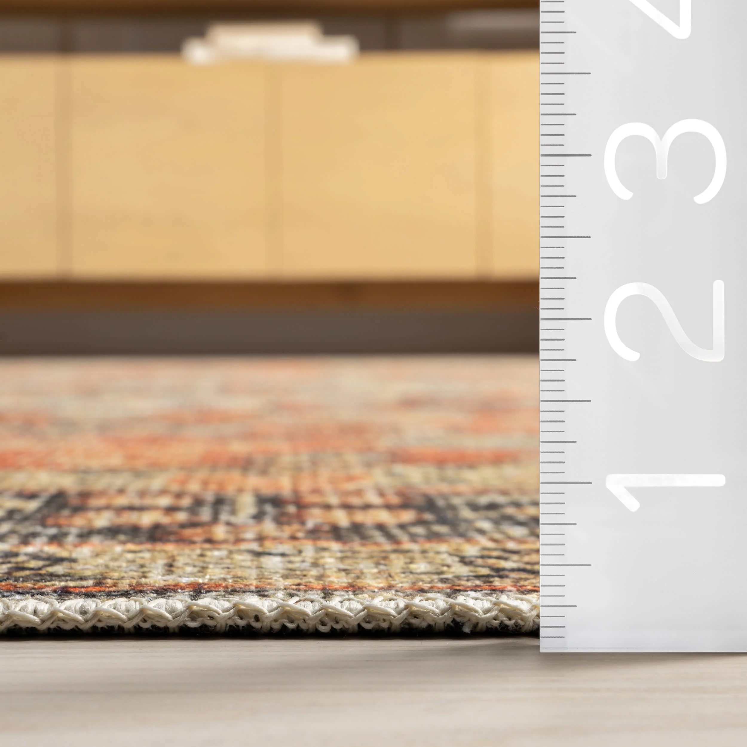 Washable Floral Medallion Rug | Orange - Image 5