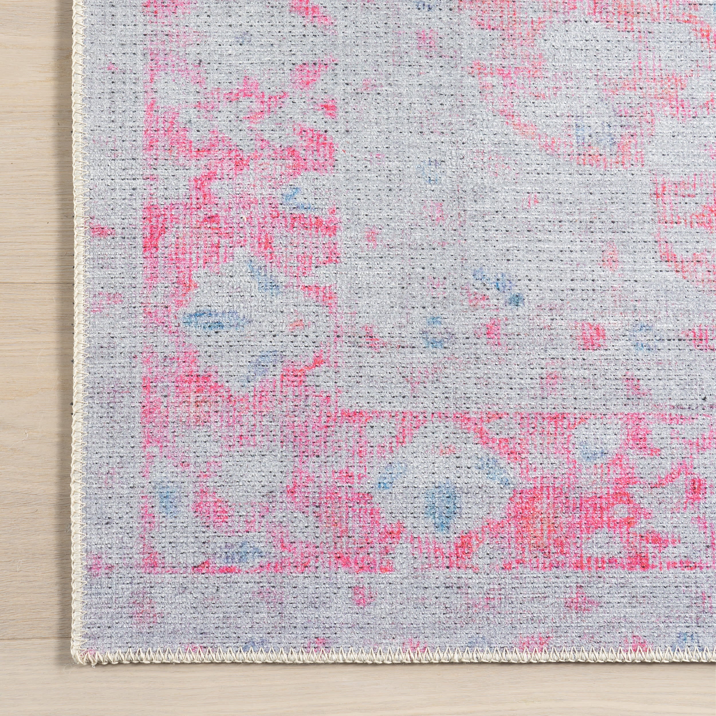 Washable Medallion Flatweave Rug | Pink - Image 4