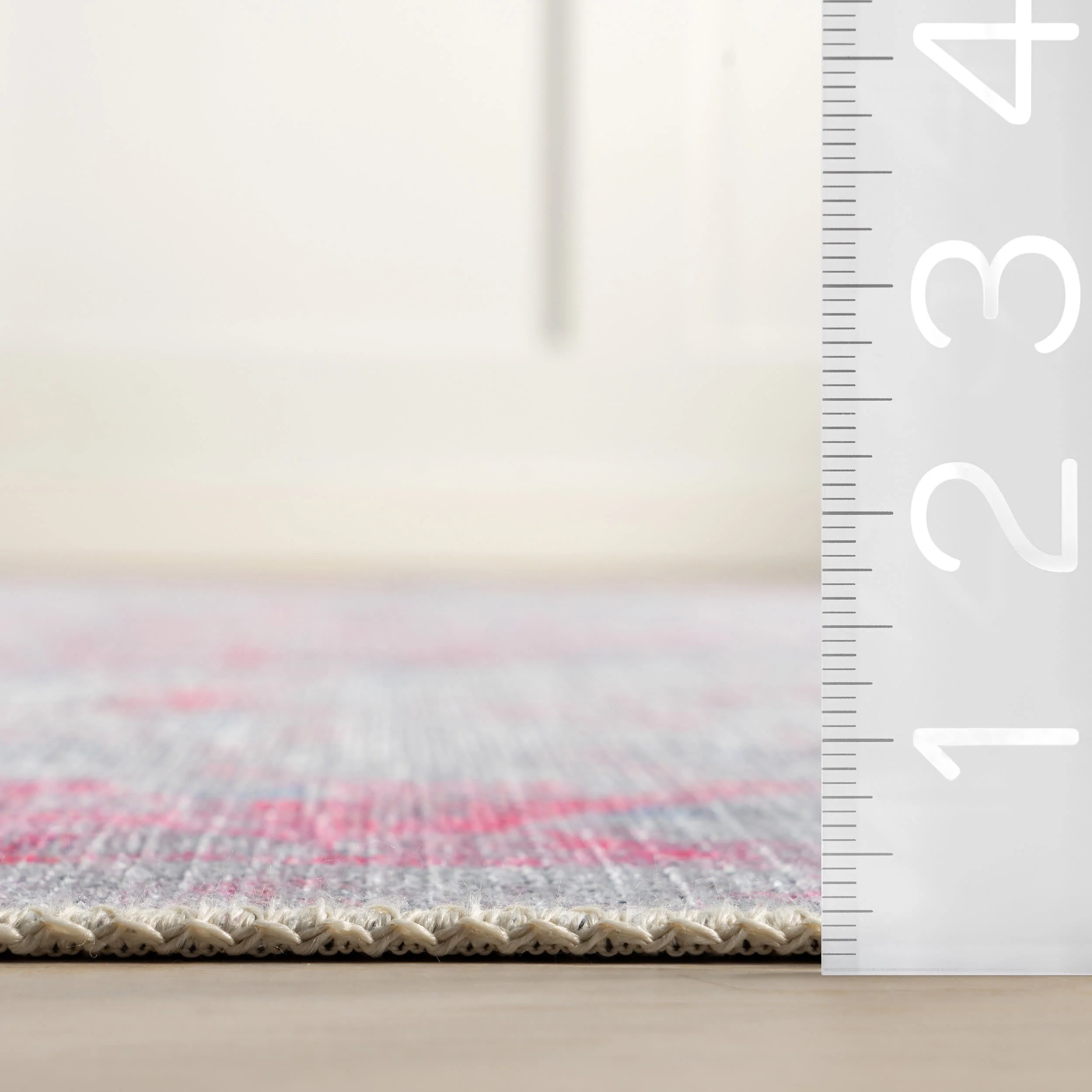 Washable Medallion Flatweave Rug | Pink - Image 6