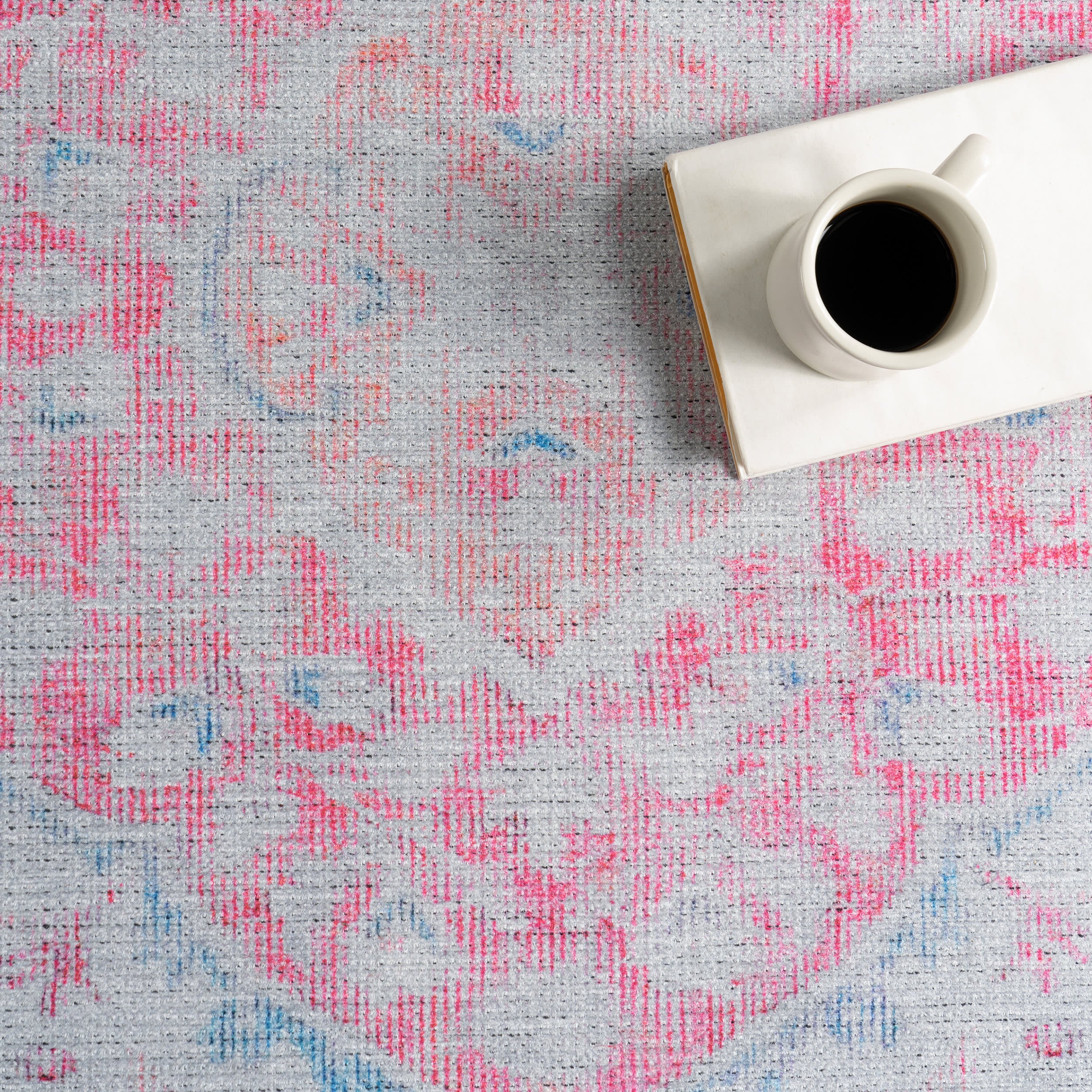 Washable Medallion Flatweave Rug | Pink - Image 8