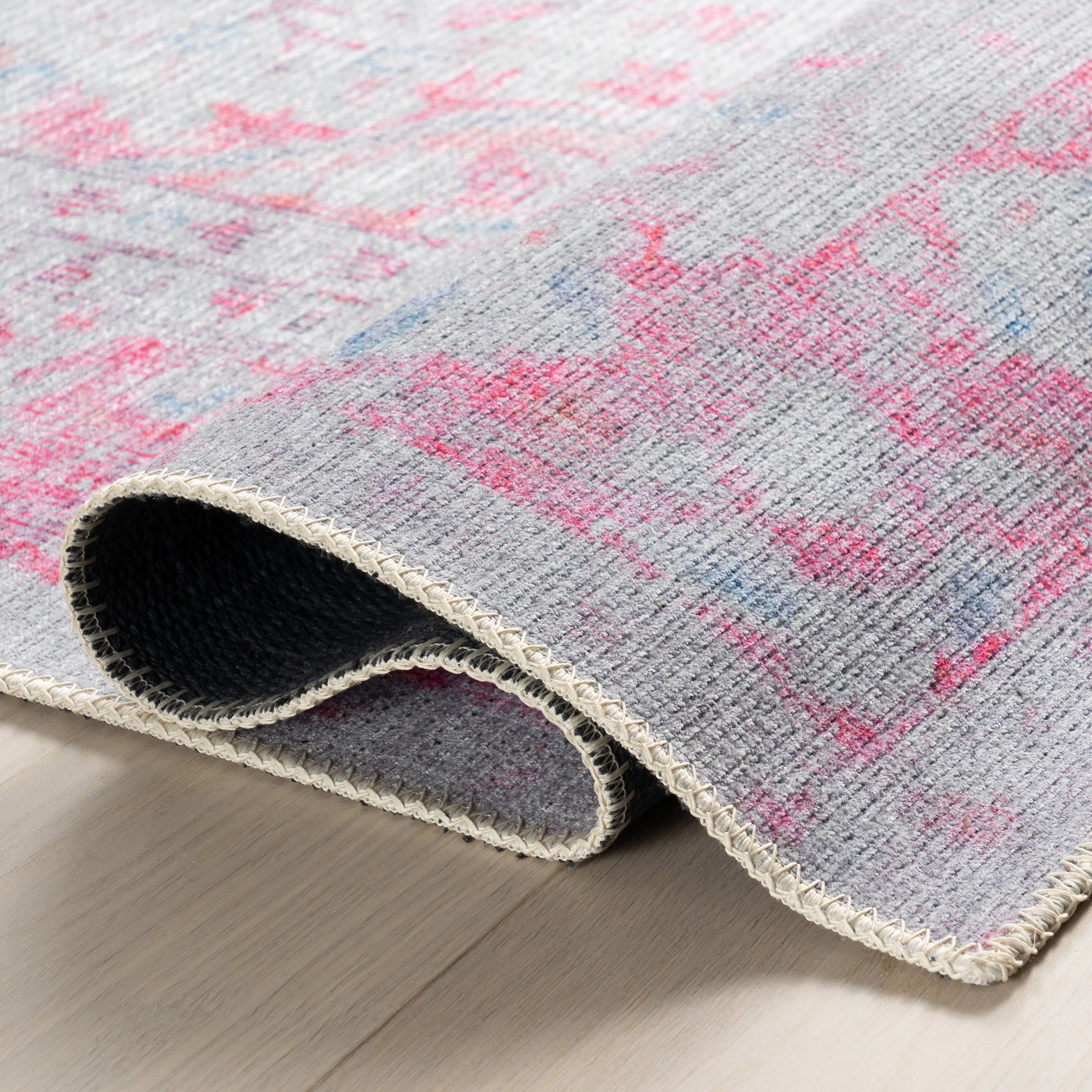Washable Medallion Flatweave Rug | Pink - Image 9