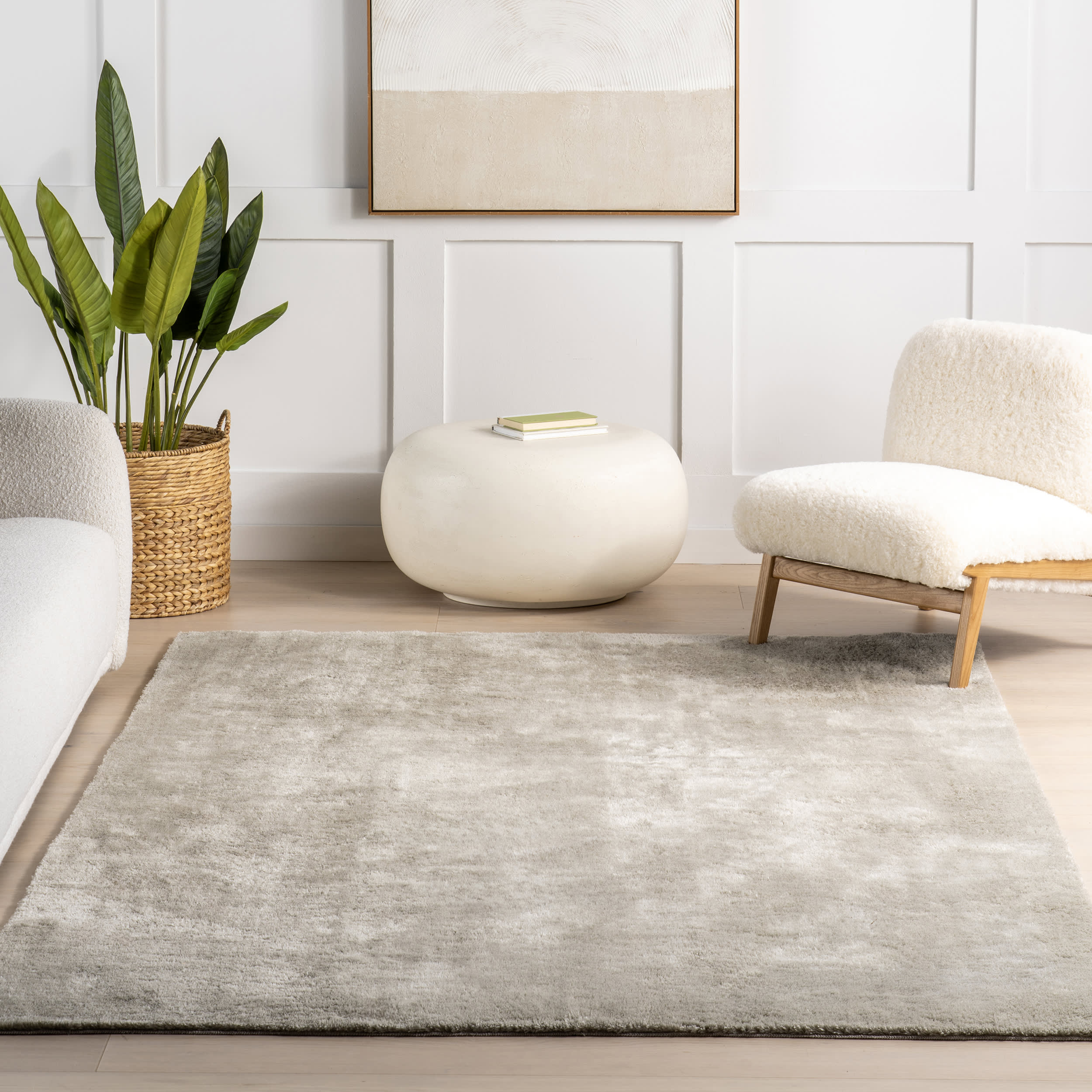 Washable Solid Shag Rug | Beige - Image 5