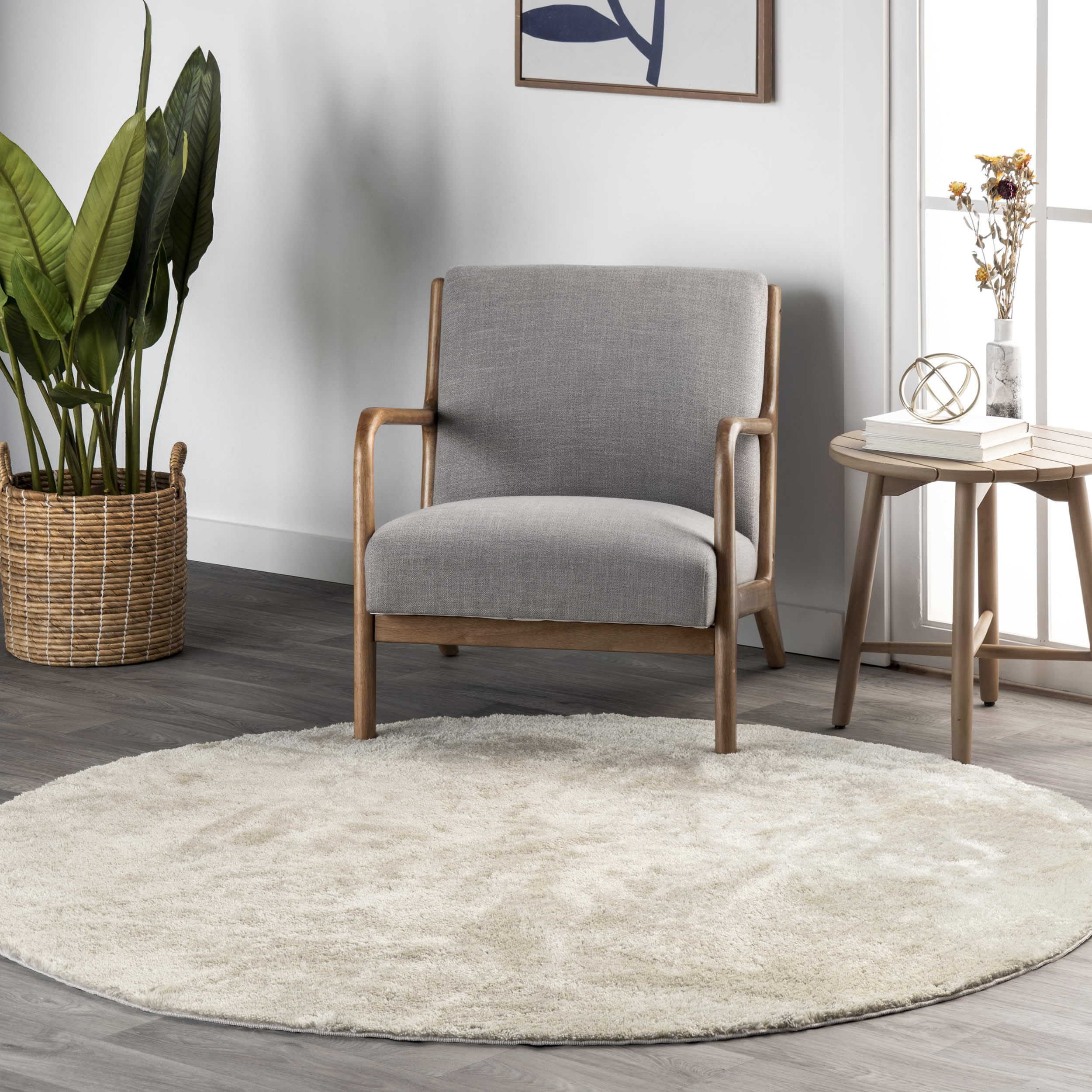 Washable Solid Shag Rug | Cream - Image 2