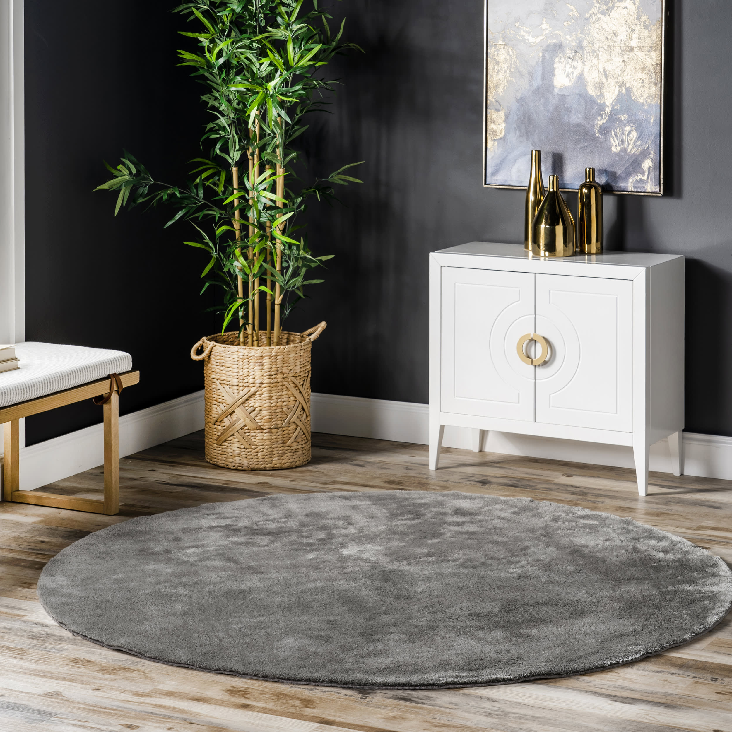 Washable Solid Shag Rug | Dark Grey - Image 2
