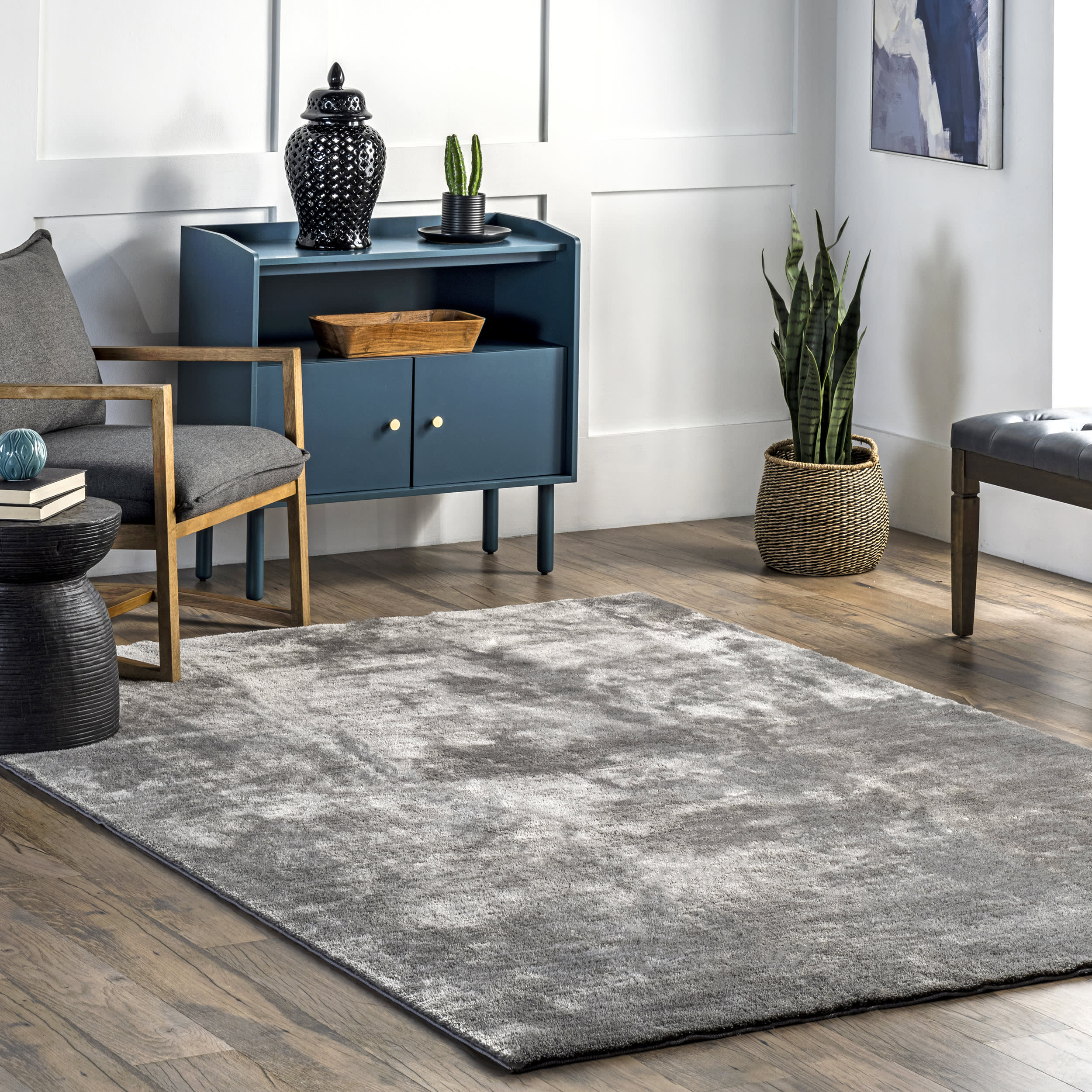 Washable Solid Shag Rug | Dark Grey - Image 2