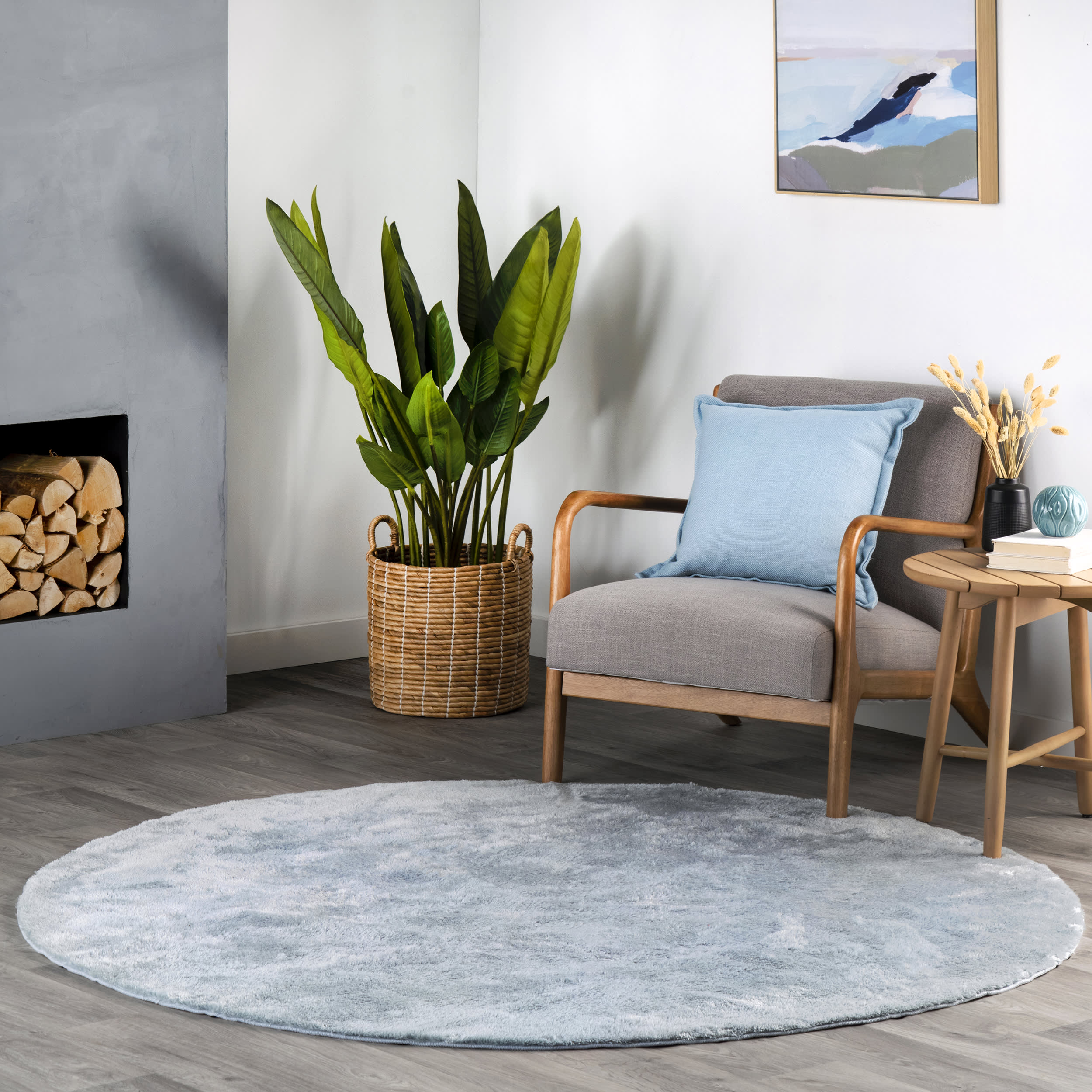 Washable Solid Shag Rug | Light Blue - Image 2