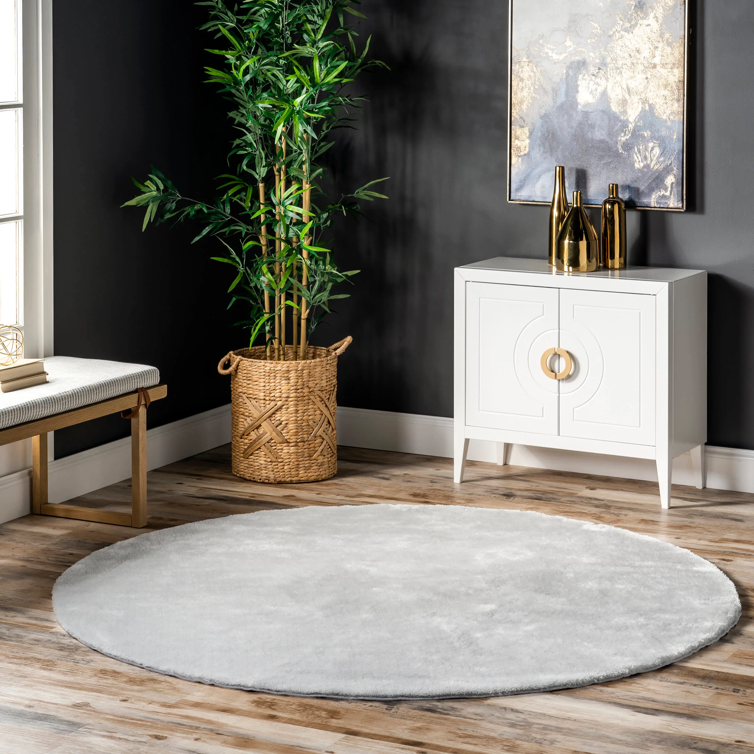 Washable Solid Shag Rug | Light Grey - Image 2