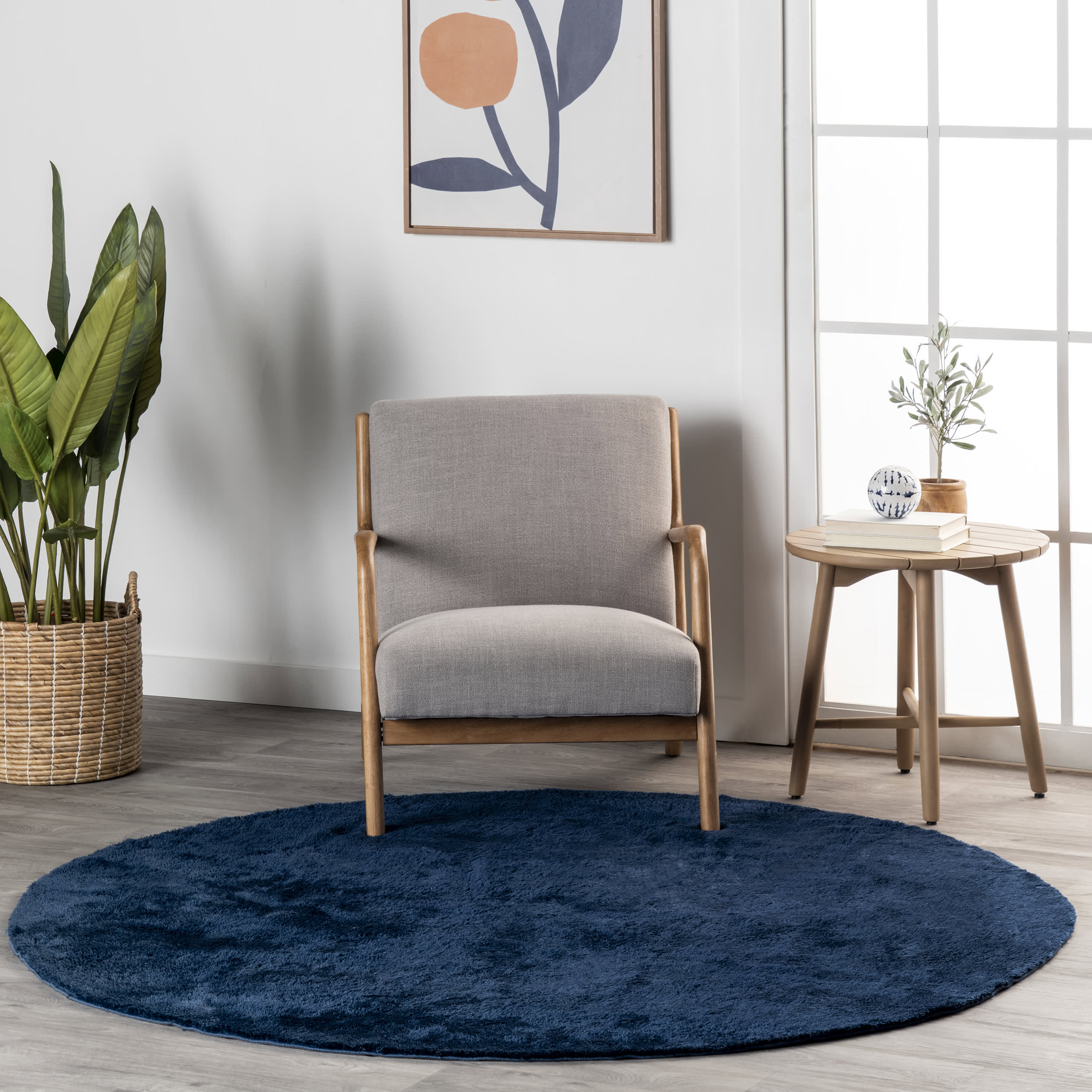 Washable Solid Shag Rug | Navy - Image 2