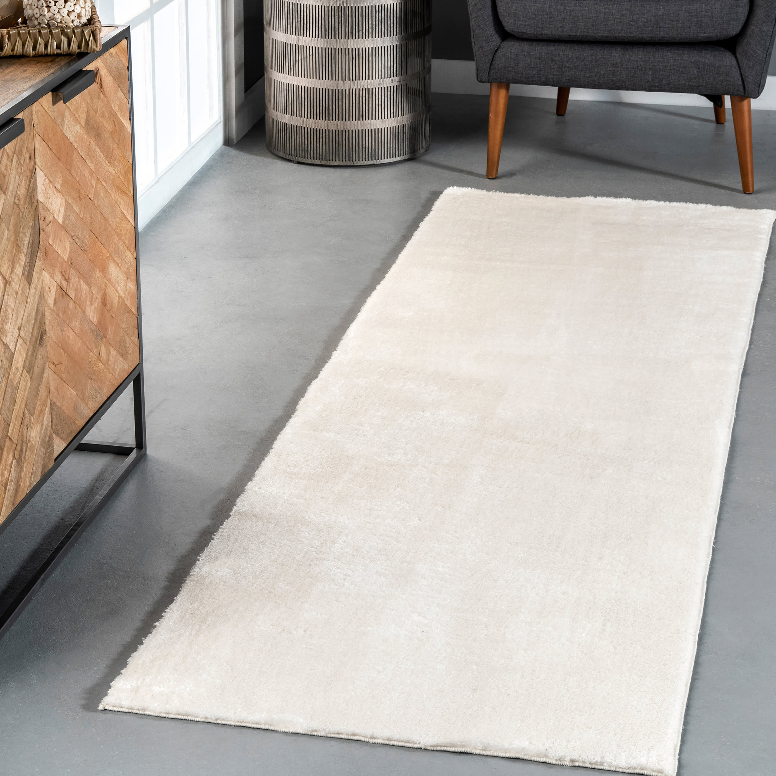 Washable Solid Shag Rug | Off White - Image 2