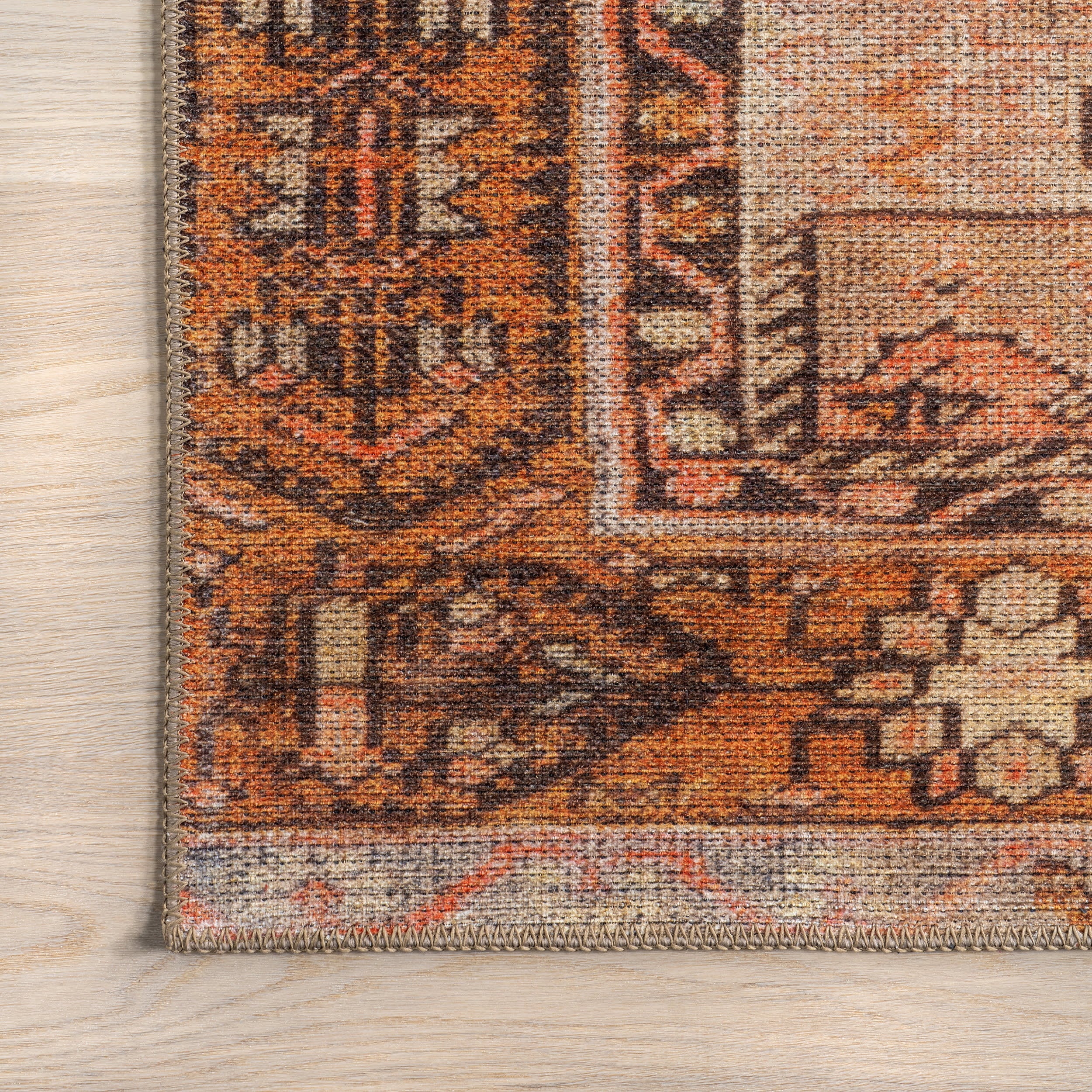 Washable Southwestern Medallion Rug | Orange - Image 3