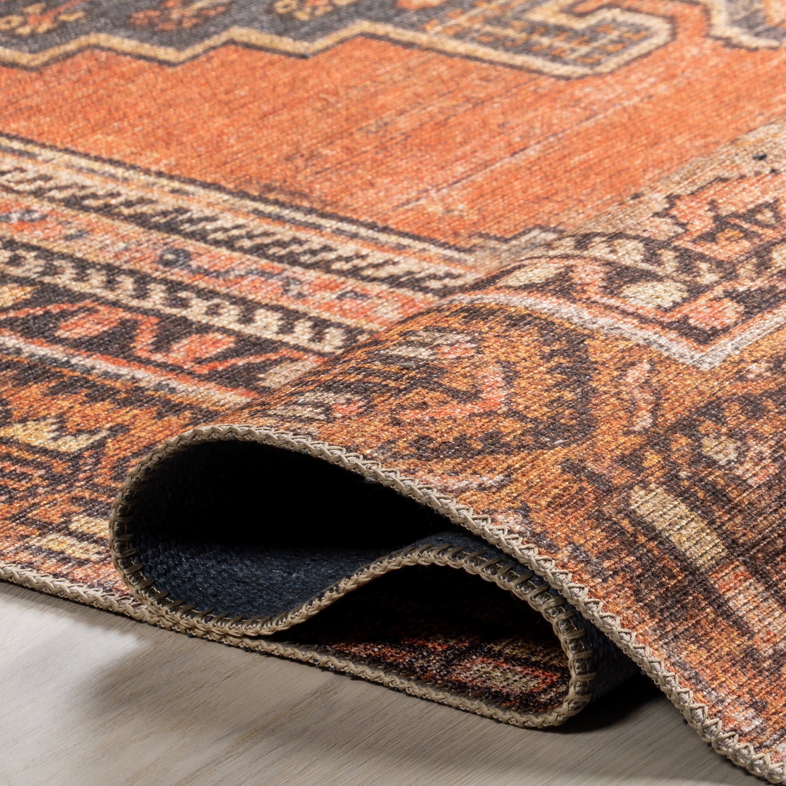 Washable Southwestern Medallion Rug | Orange - Image 8