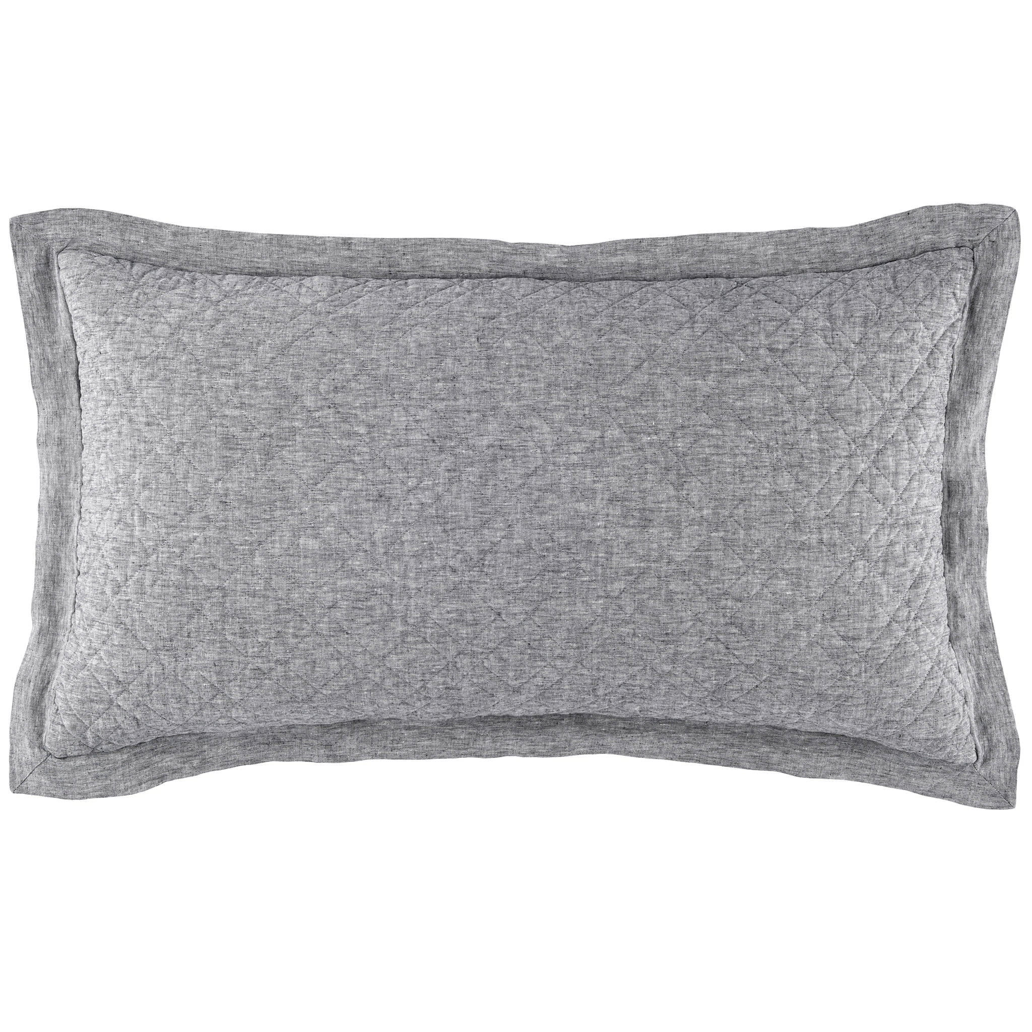 Washed Linen Quilted Sham | Black - Image 2