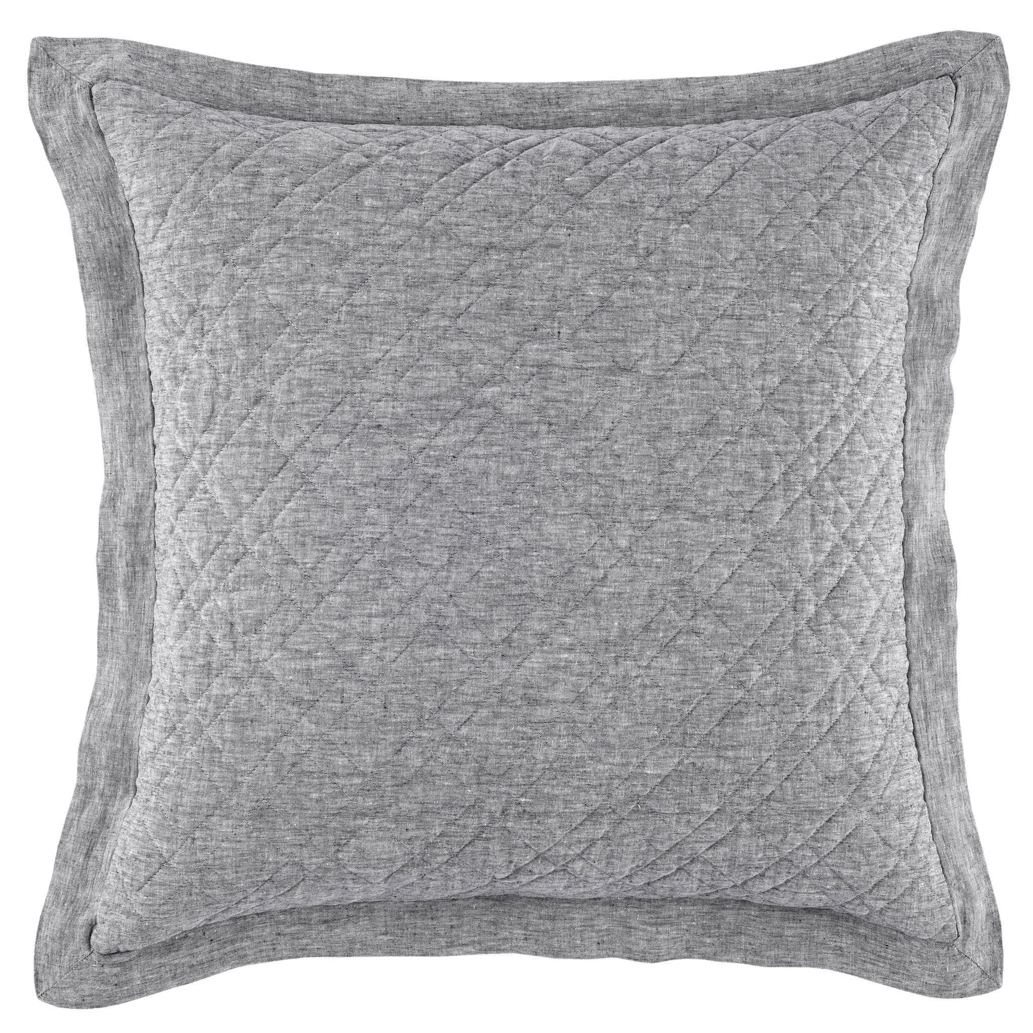 Washed Linen Quilted Sham | Black - Image 3