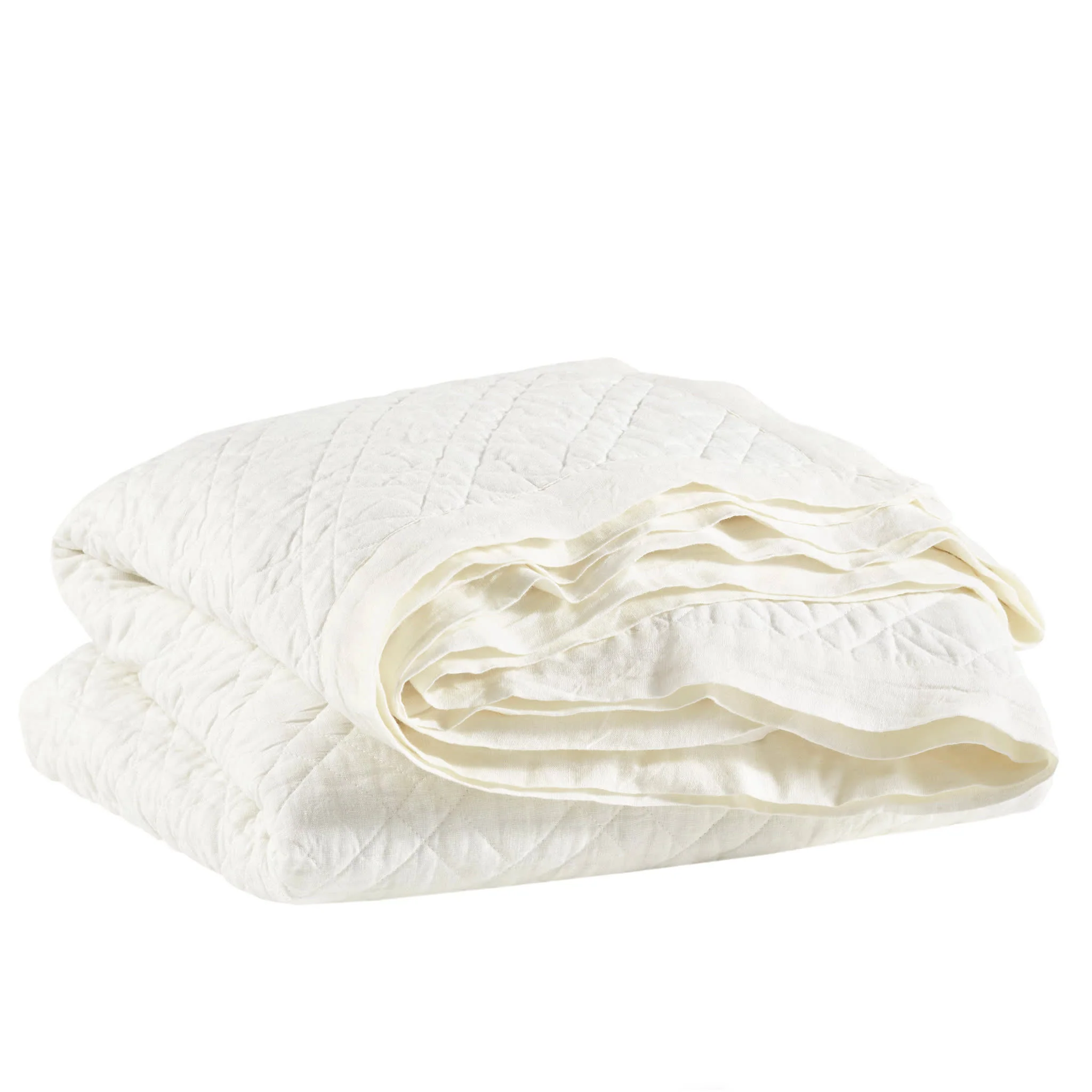 Washed Linen Quilt | Ivory - Image 4