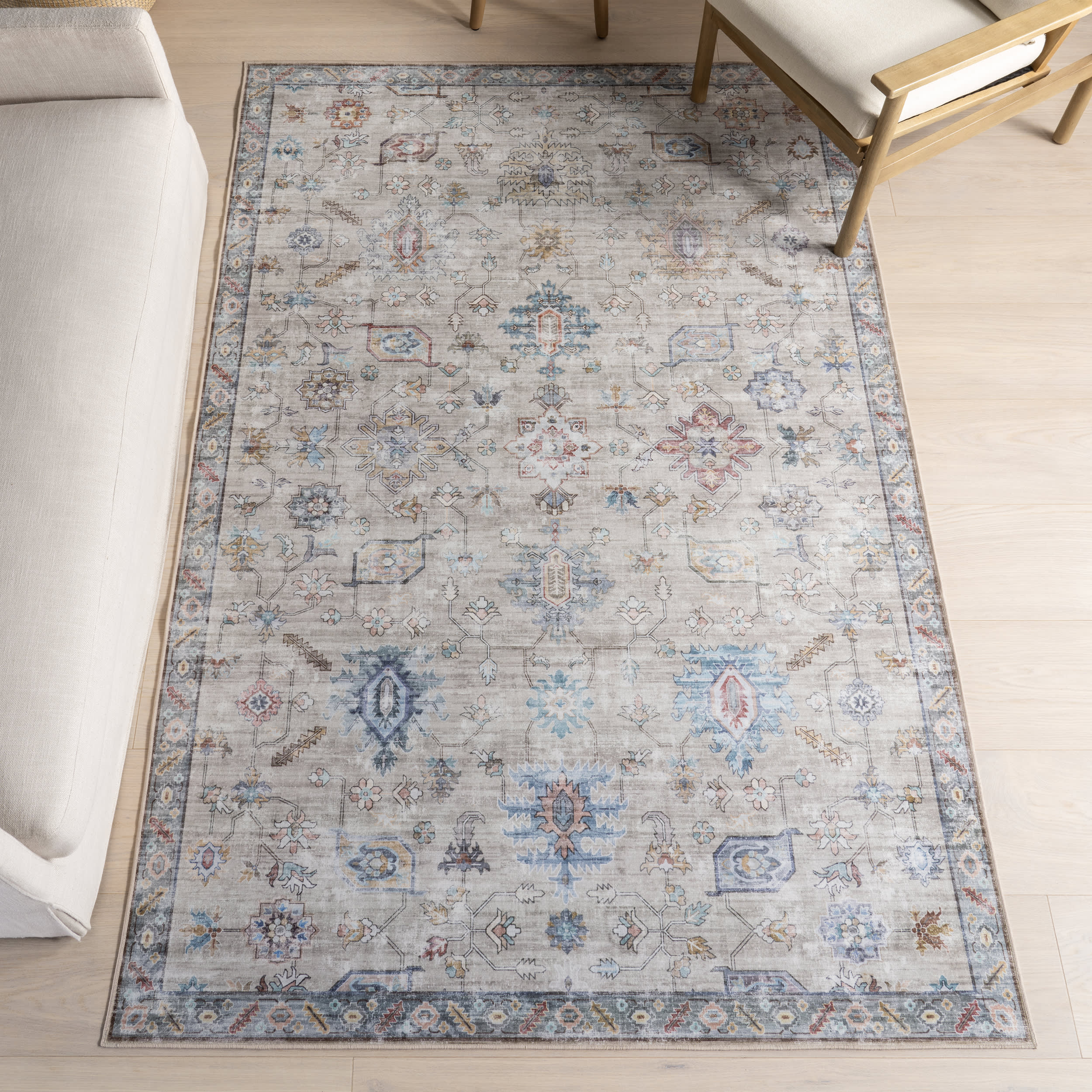 Washington Medallion Washable Rug | Ivory - Image 2