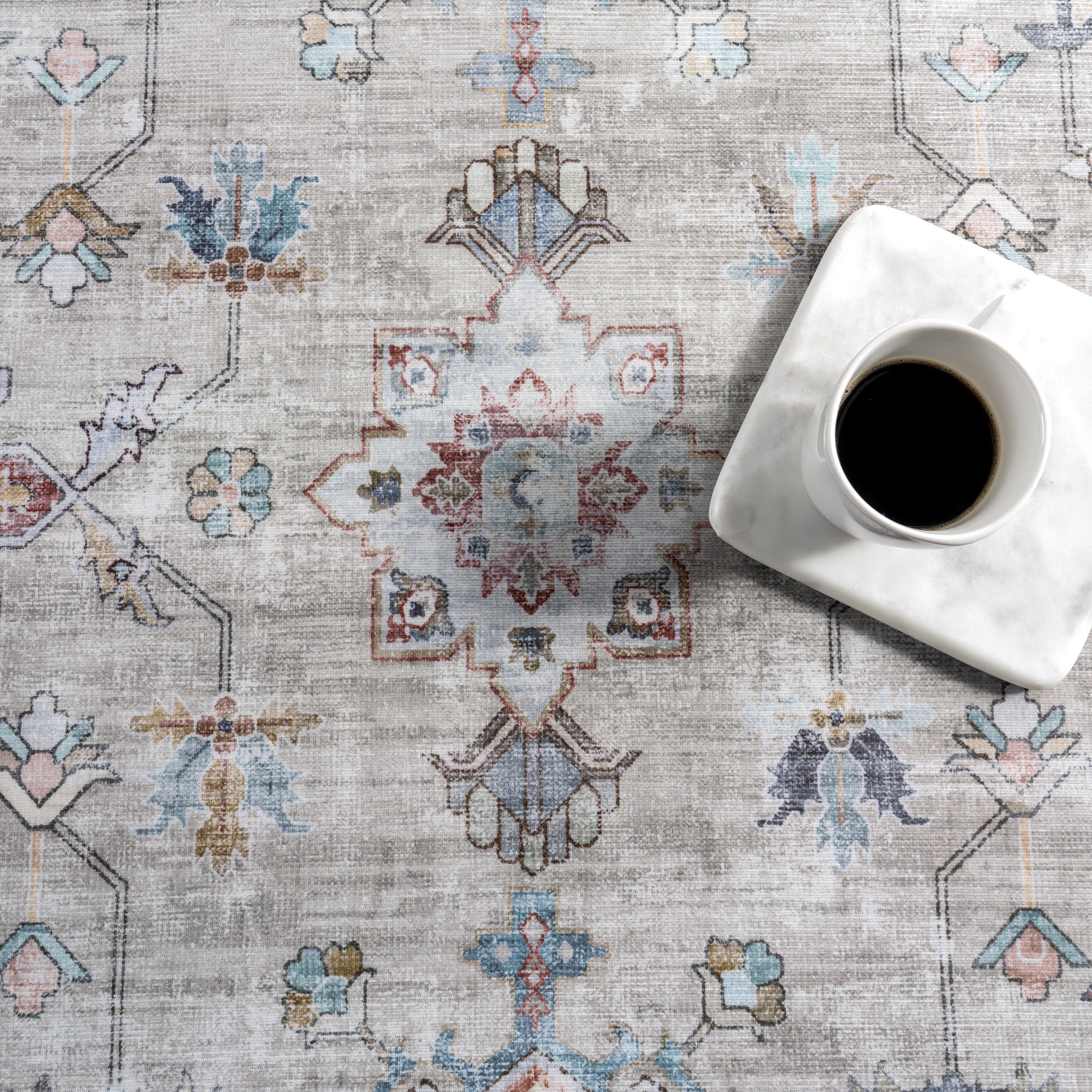 Washington Medallion Washable Rug | Ivory - Image 8