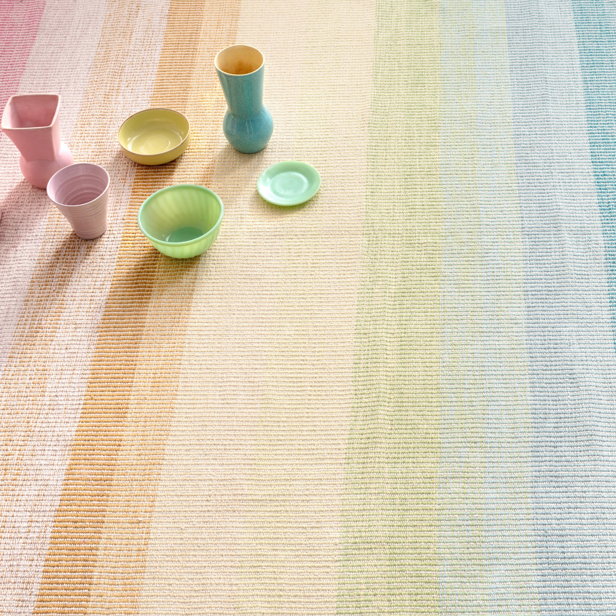 Watercolor Horizon Handwoven Cotton Rug | Multi - Image 5