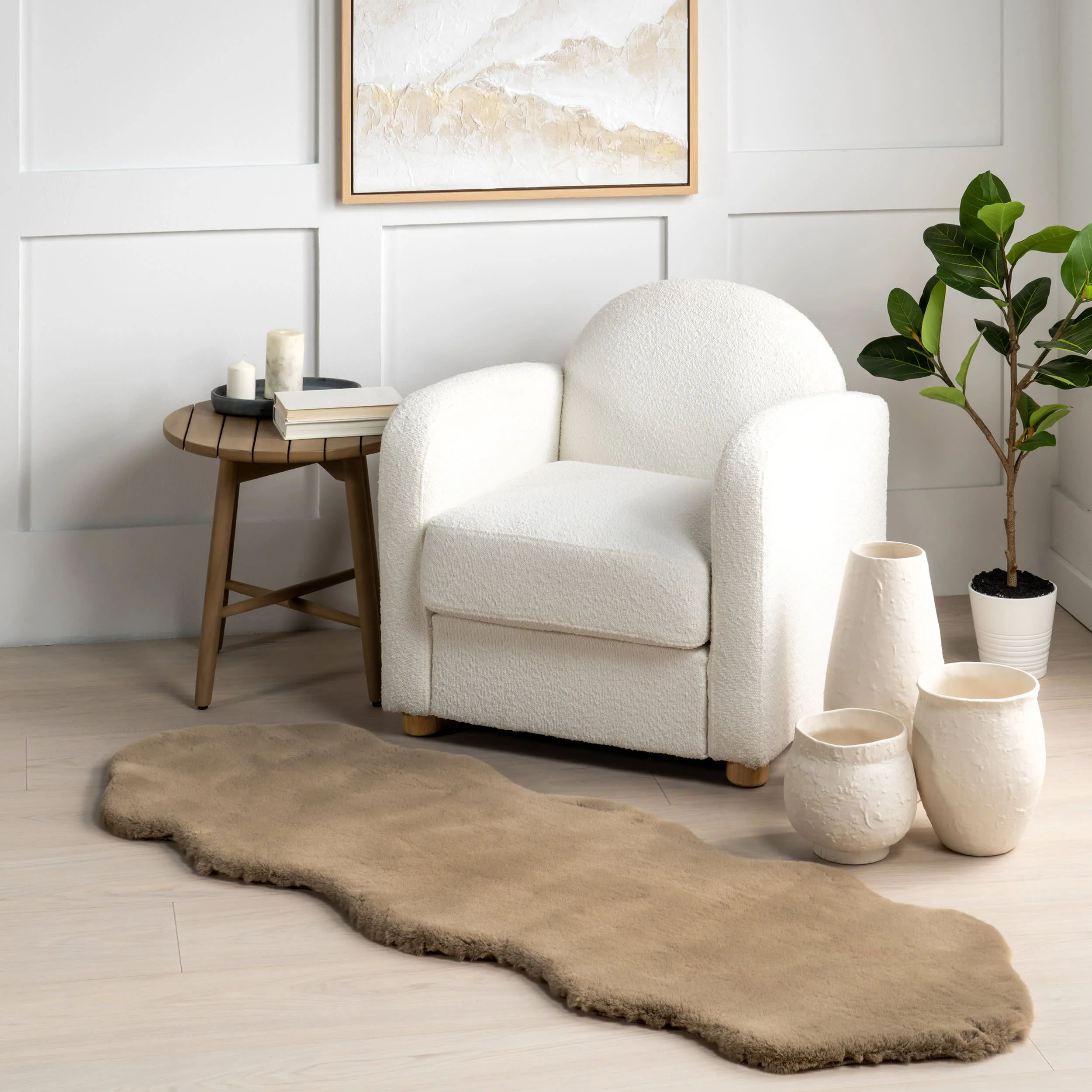 Waverly Double Faux Sheepskin Pelt Plush Cloud Washable Rug | Camel - Image 2