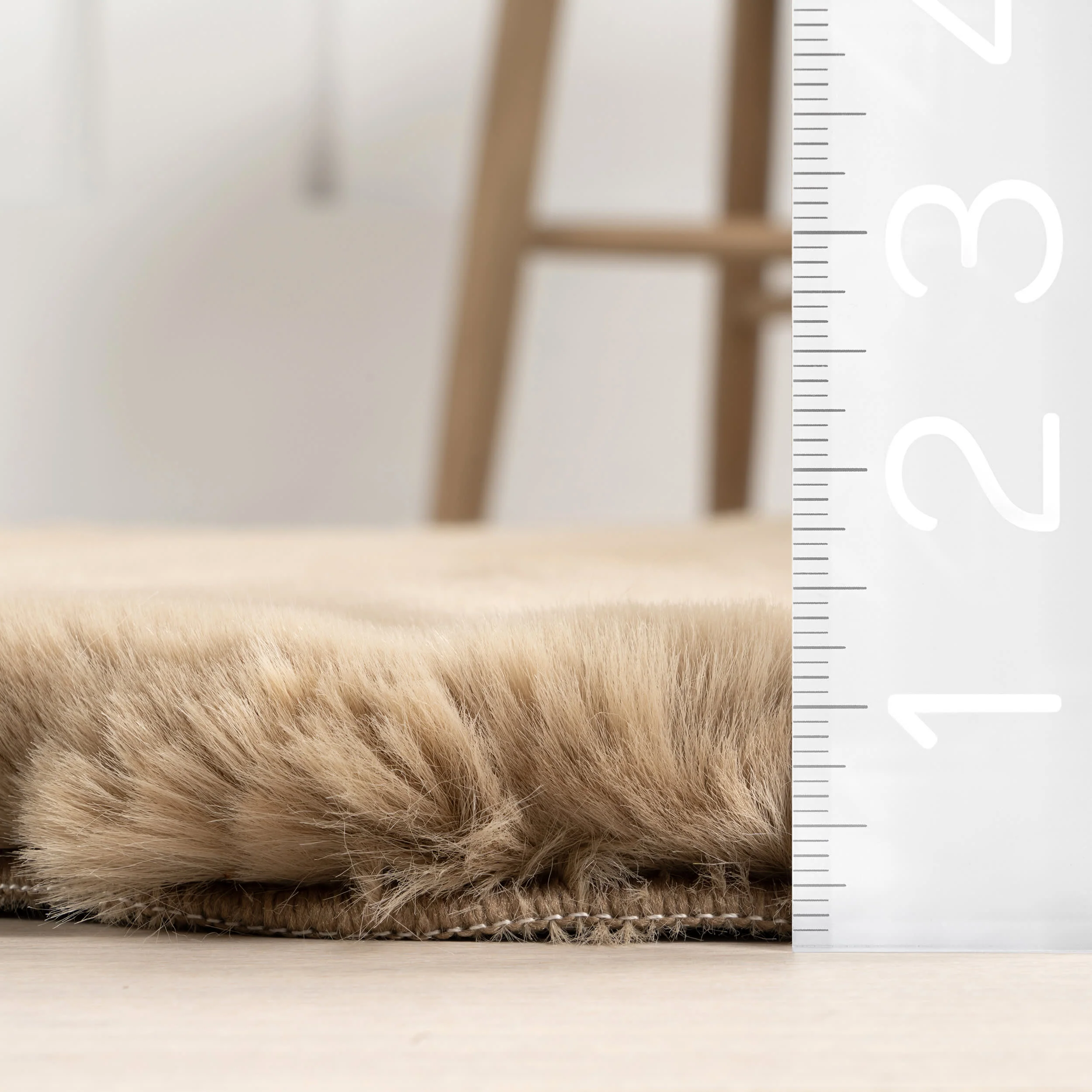 Waverly Double Faux Sheepskin Pelt Plush Cloud Washable Rug | Camel - Image 5
