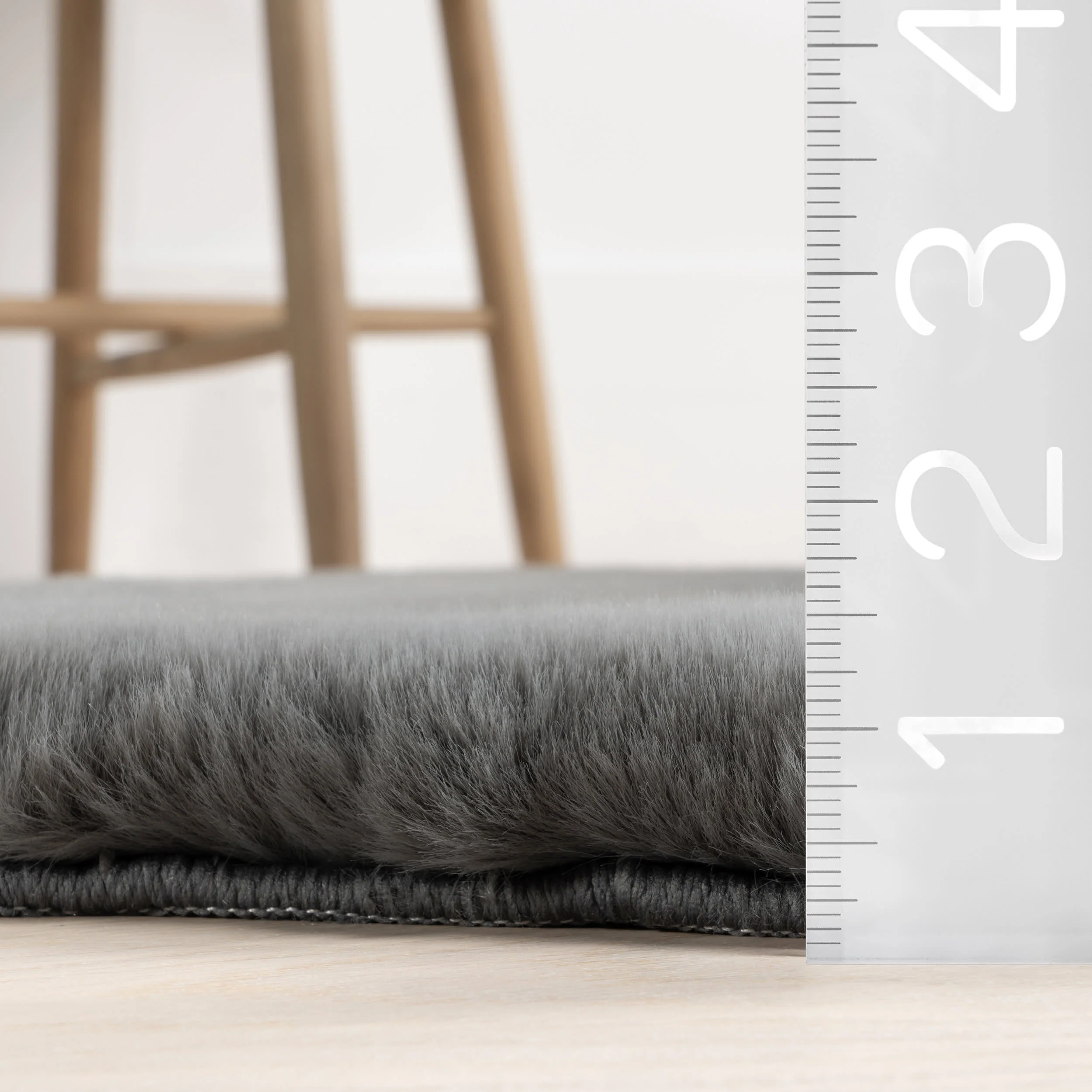 Waverly Double Faux Sheepskin Pelt Plush Cloud Washable Rug | Dark Grey - Image 5