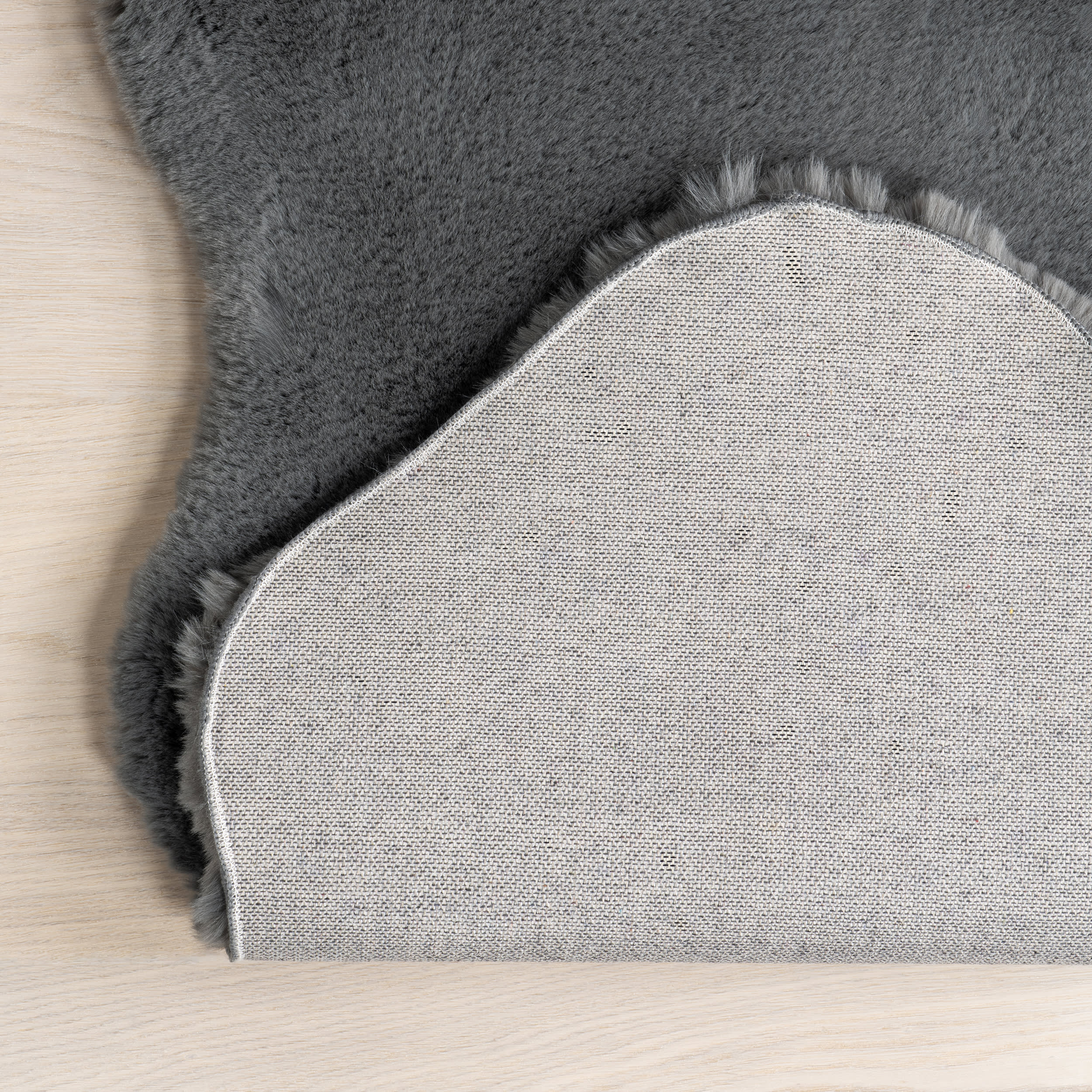 Waverly Double Faux Sheepskin Pelt Plush Cloud Washable Rug | Dark Grey - Image 6