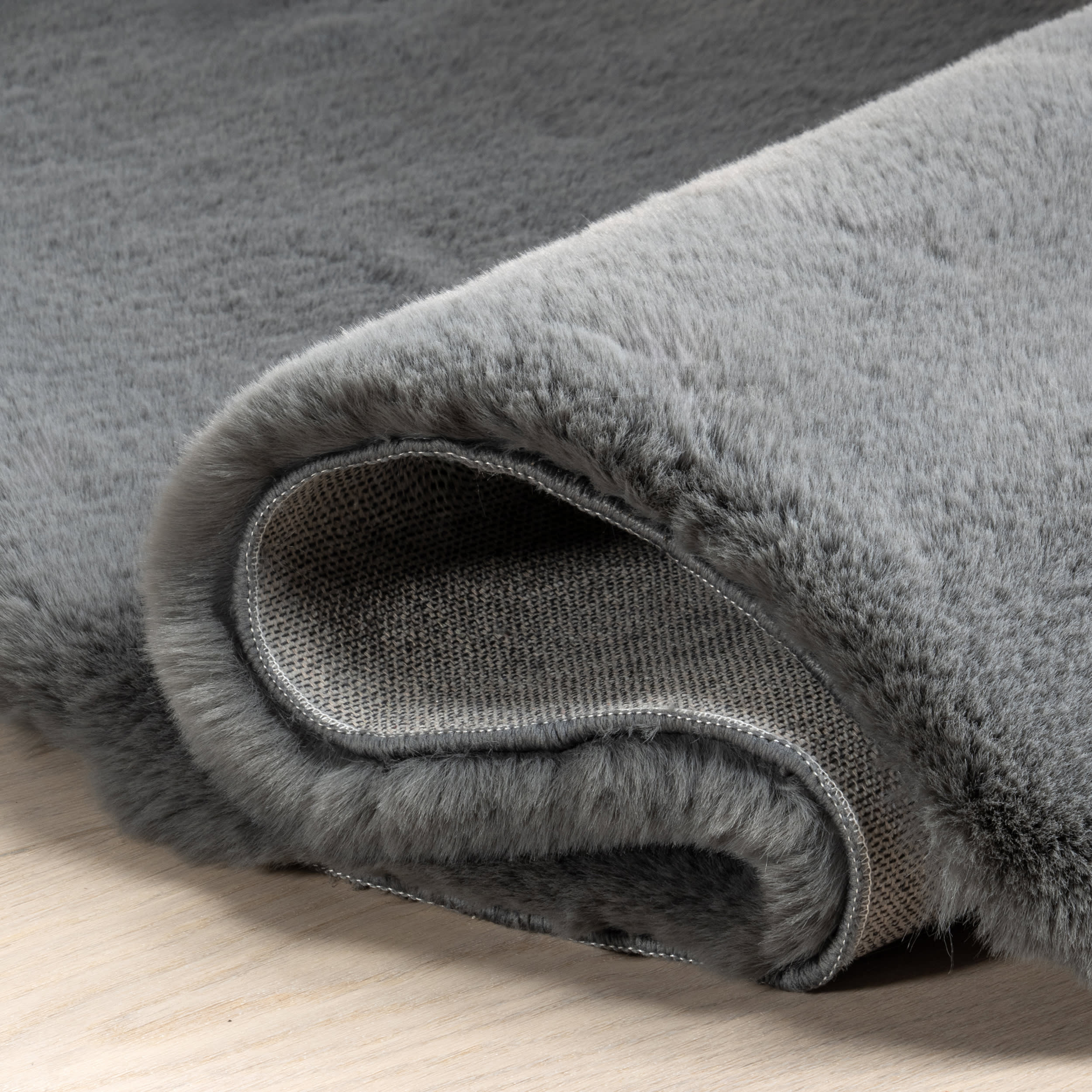 Waverly Double Faux Sheepskin Pelt Plush Cloud Washable Rug | Dark Grey - Image 8