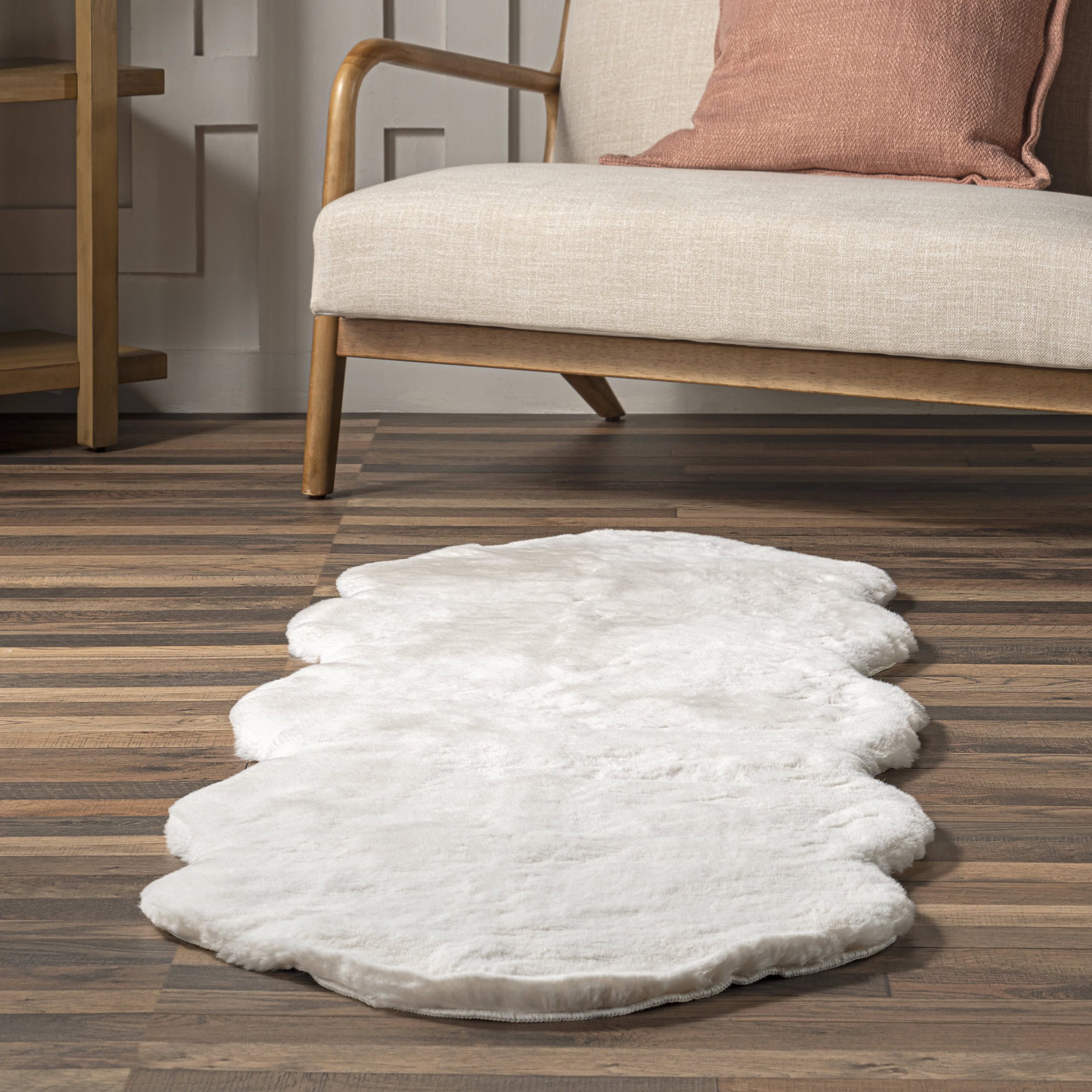 Waverly Double Faux Sheepskin Pelt Plush Cloud Washable Rug | Off White - Image 4