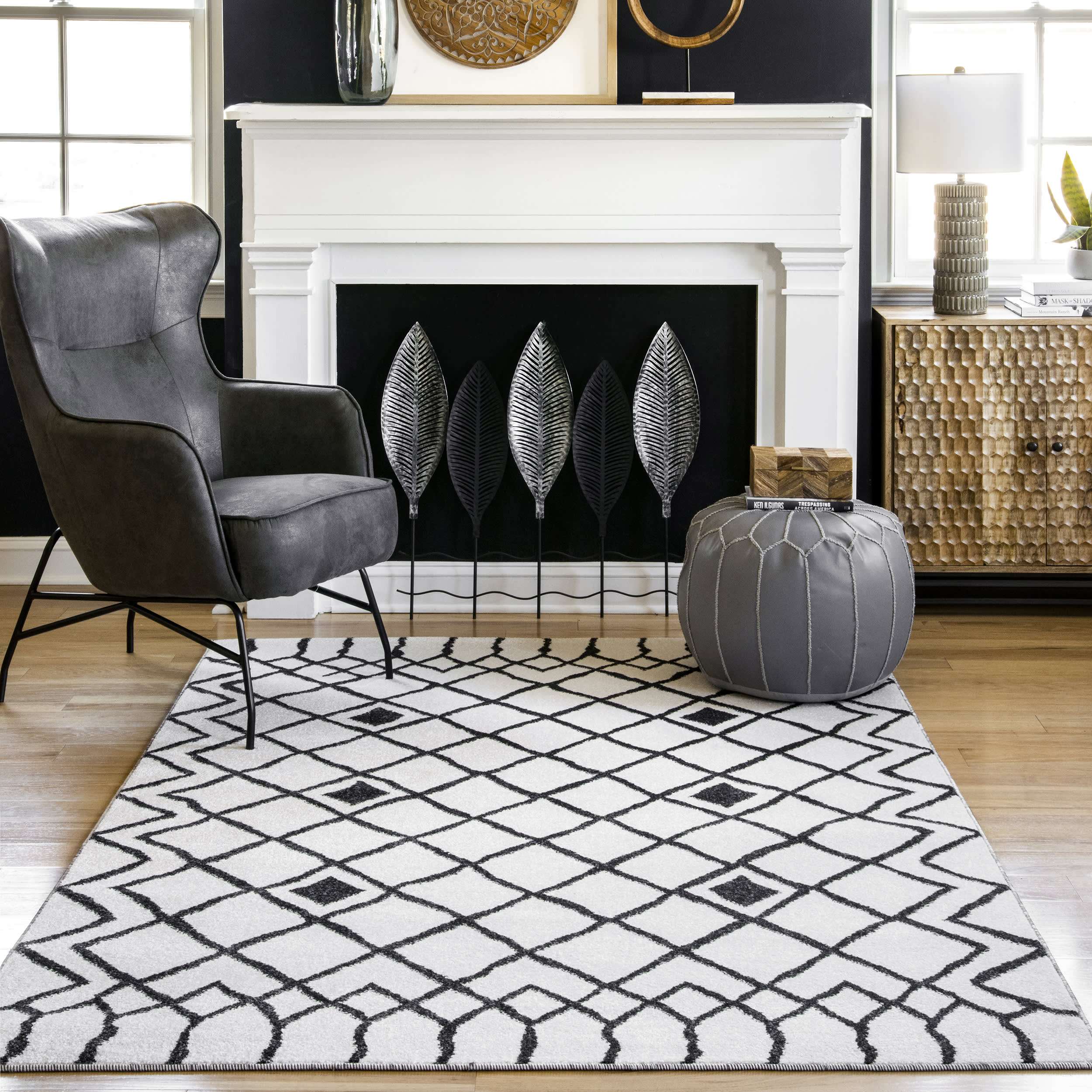 Wavy Diamond Lattice Rug | Grey - Image 2