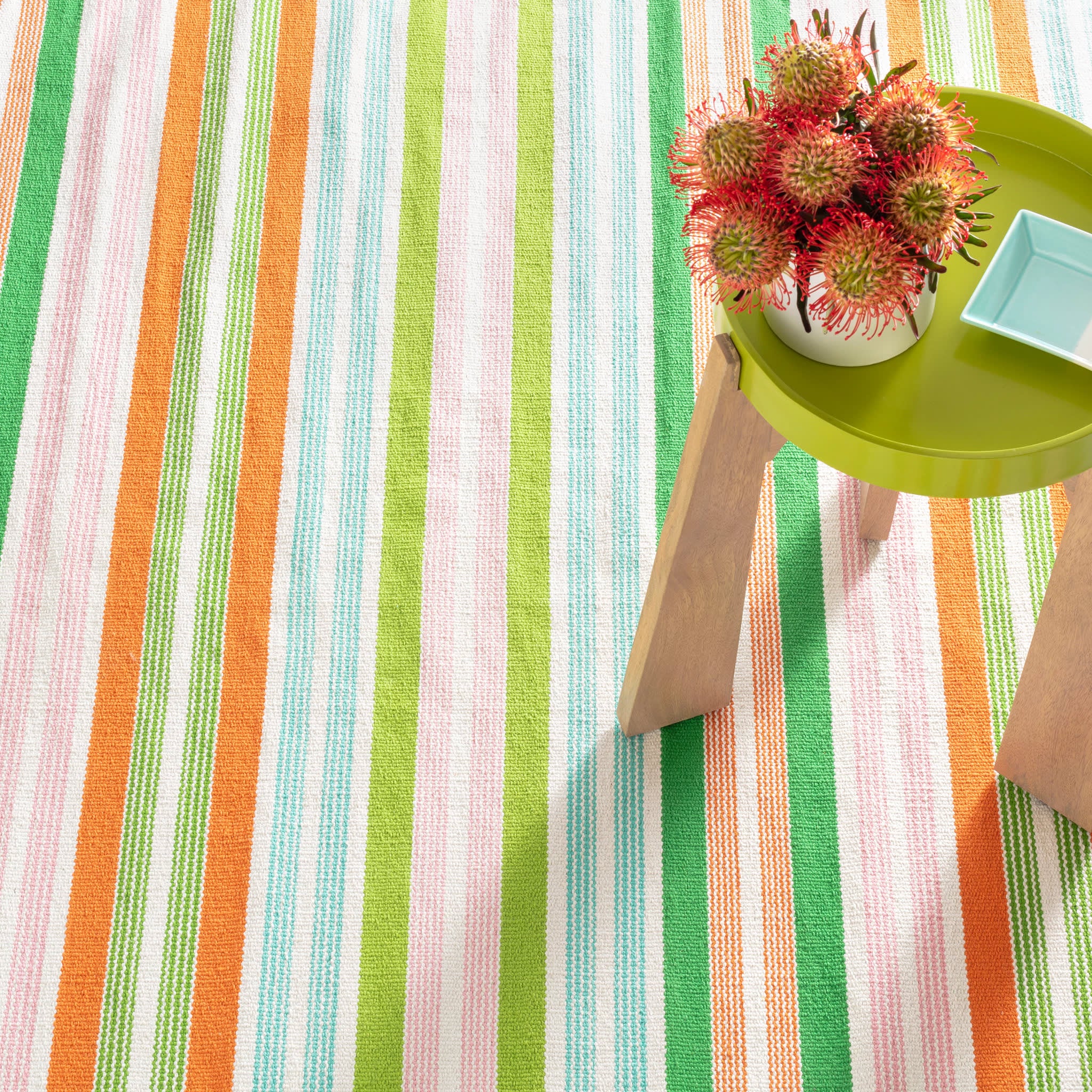 Wavy Stripe Handwoven Cotton Rug | Spring - Image 4