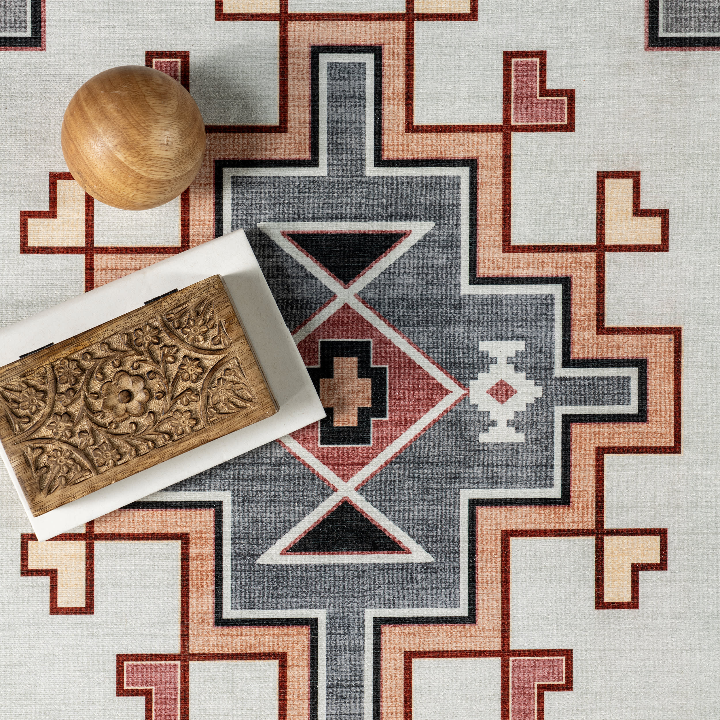 Weslie Southwestern Spill Proof Washable Rug | Grey - Image 7