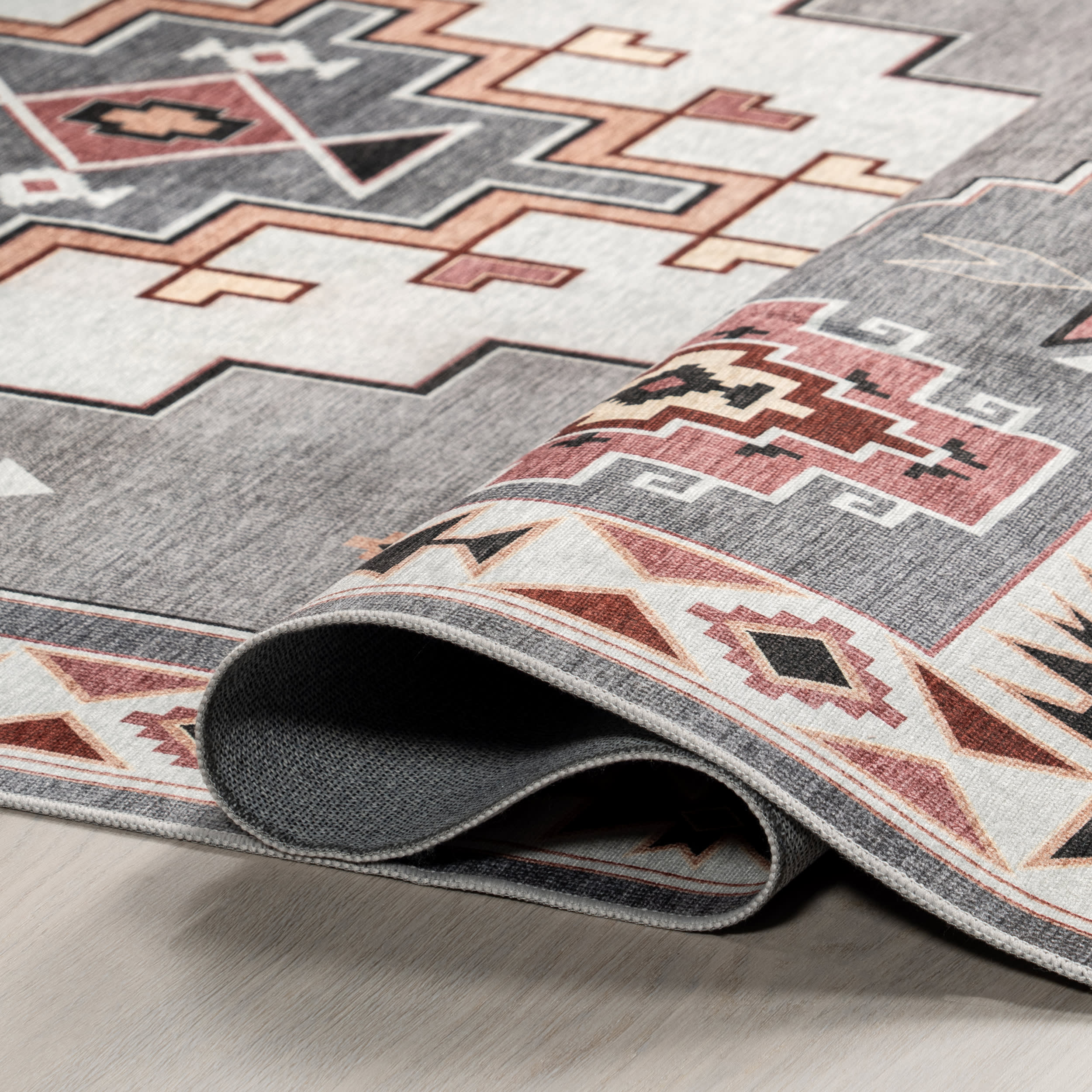 Weslie Southwestern Spill Proof Washable Rug | Grey - Image 8