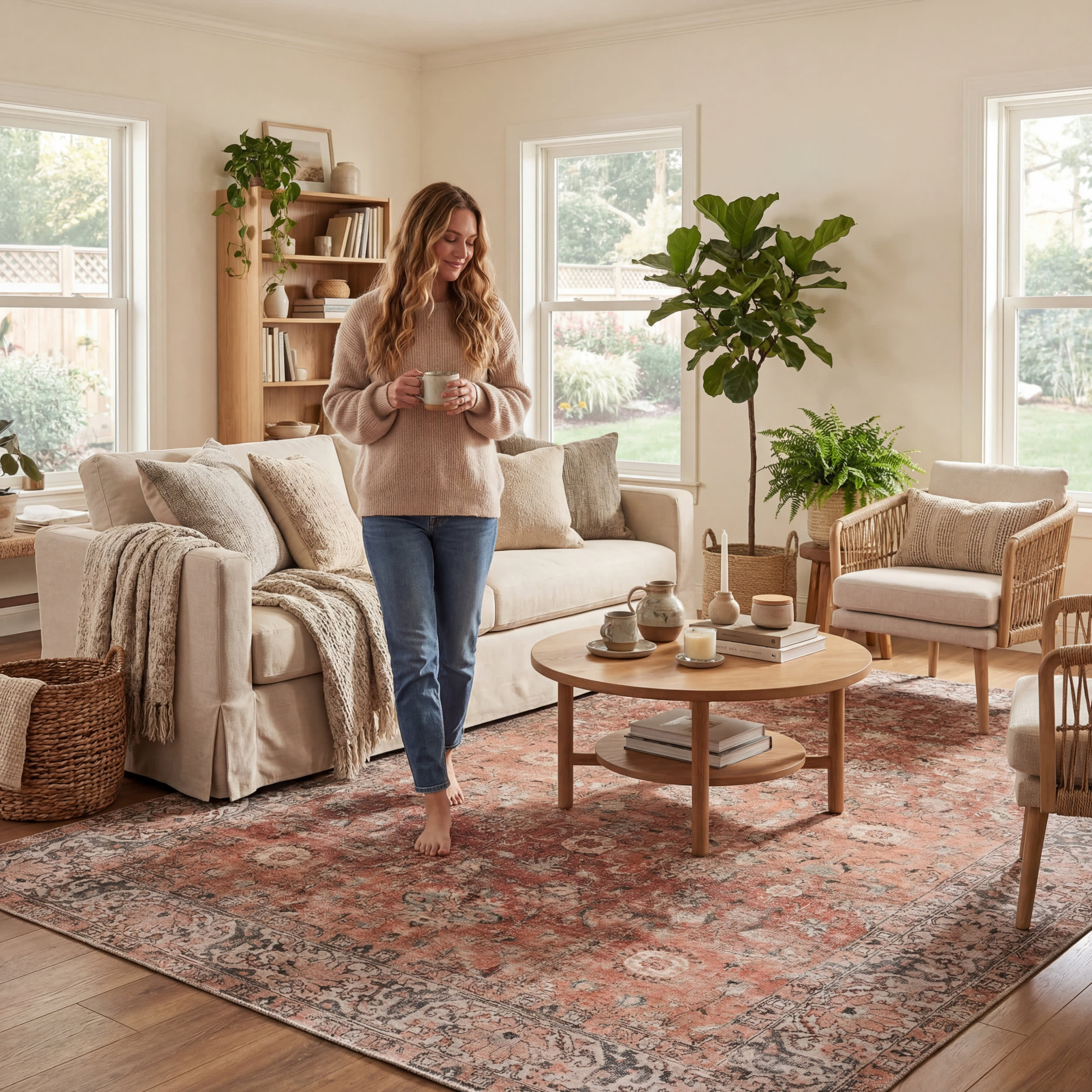 Westfield Antiqued Jute-Blend Rug | Orange - Image 9
