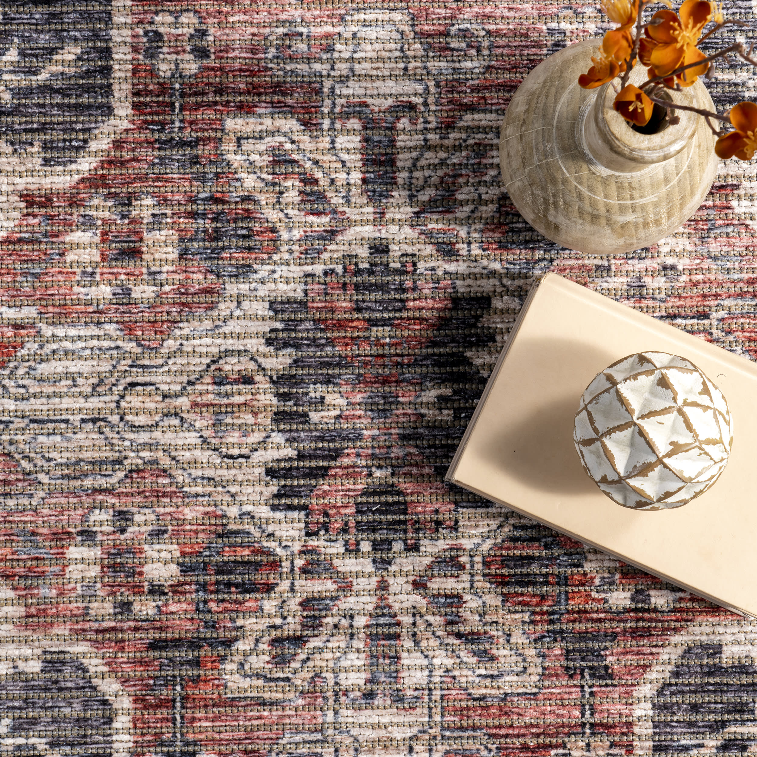 Wild Orchid Washable Rug | Charcoal - Image 6
