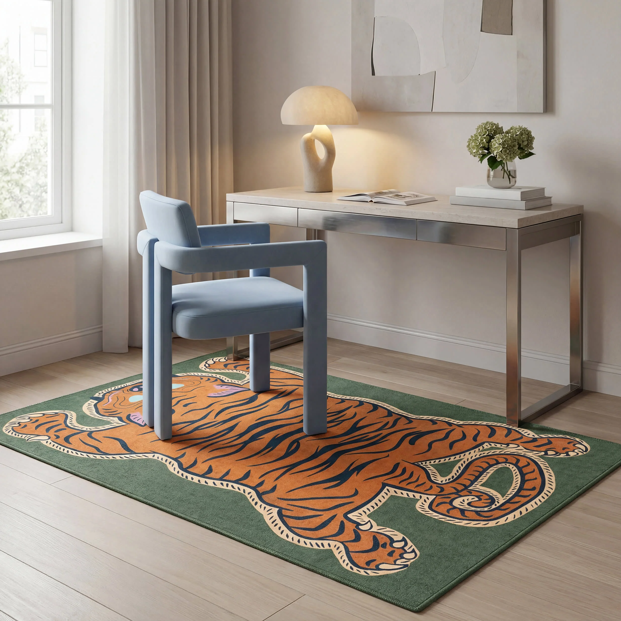 Wild Tiger Animal Print Washable Rug by Society6 | Orange - Image 7