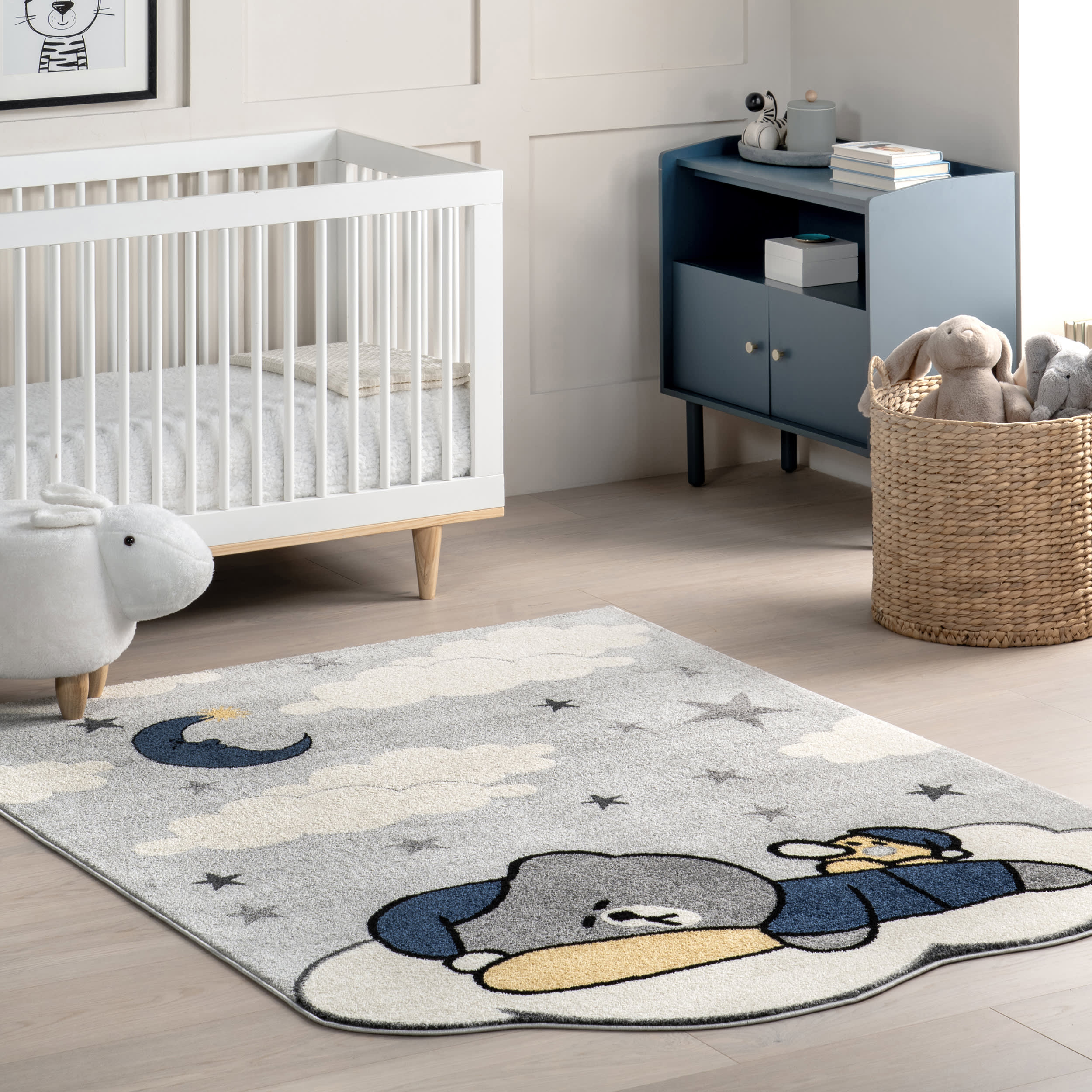 Wilda Kids Sleeping Bear Rug | Light Grey - Image 2