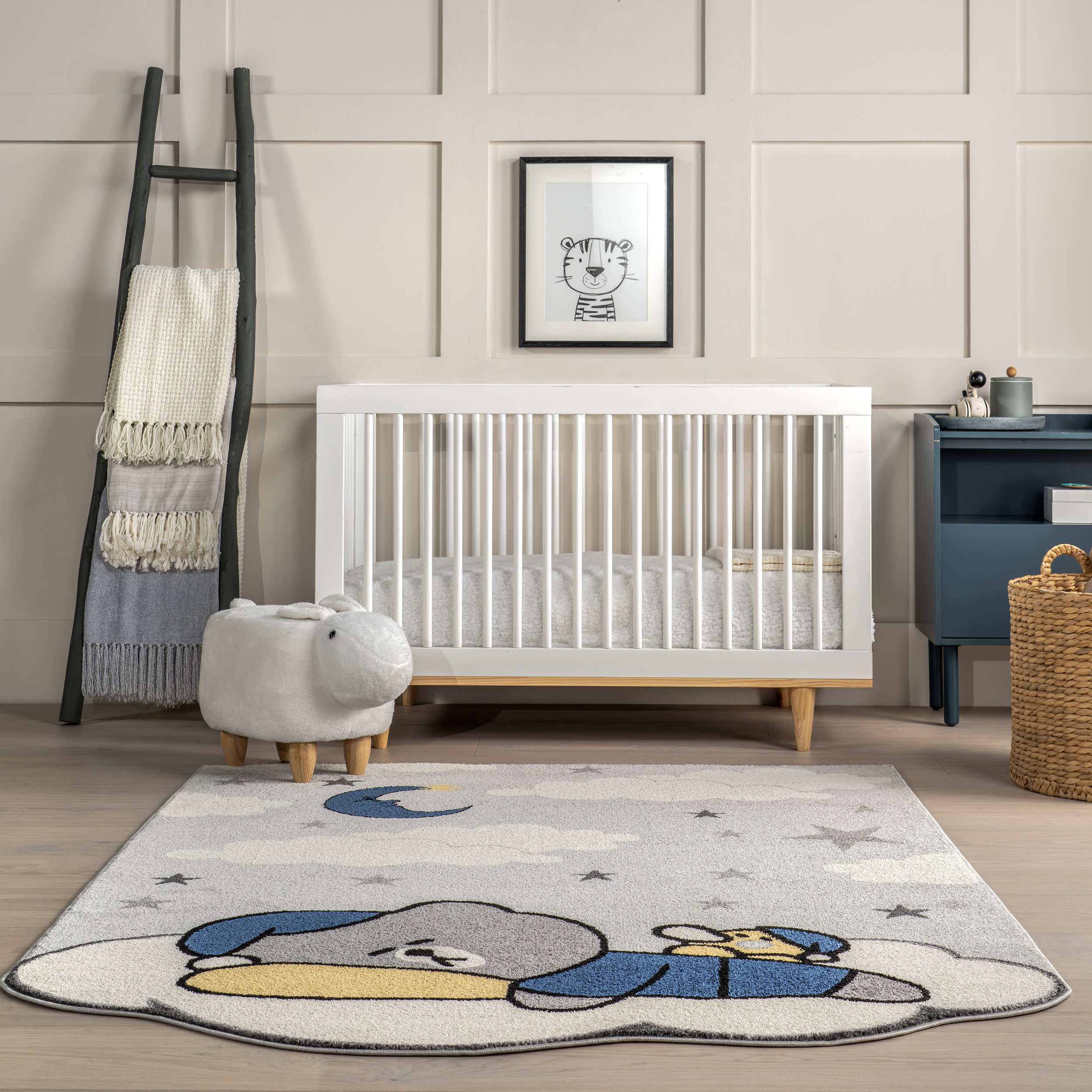 Wilda Kids Sleeping Bear Rug | Light Grey - Image 4