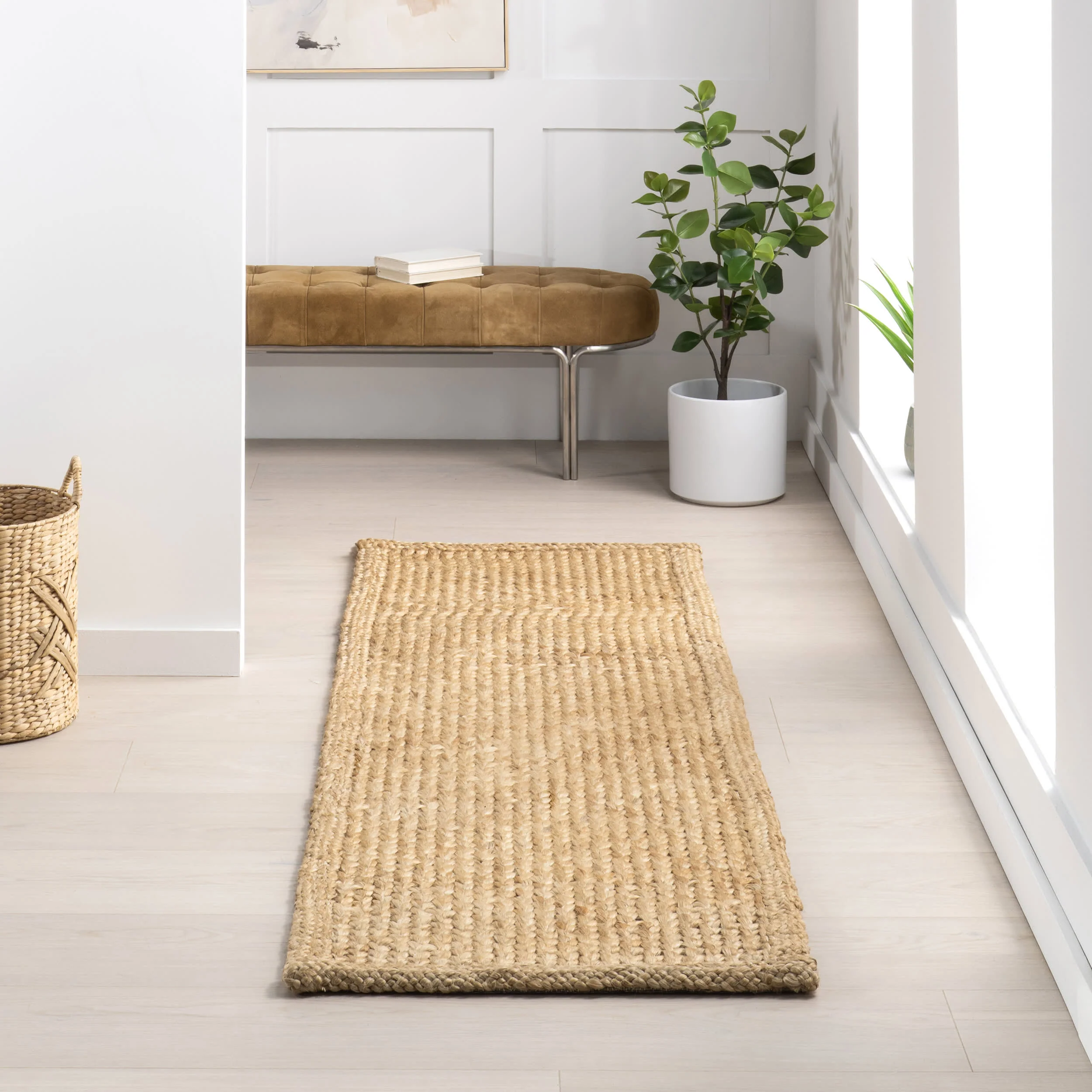 Willow Bordered Jute Rug | Natural - Image 2