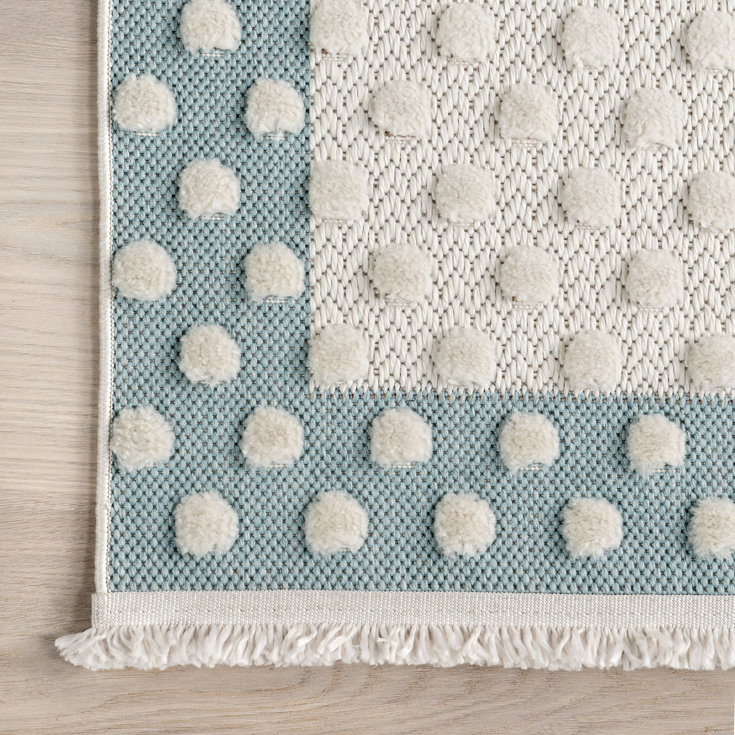 Wilma Kids Bear Fringed Rug | Baby Blue - Image 3