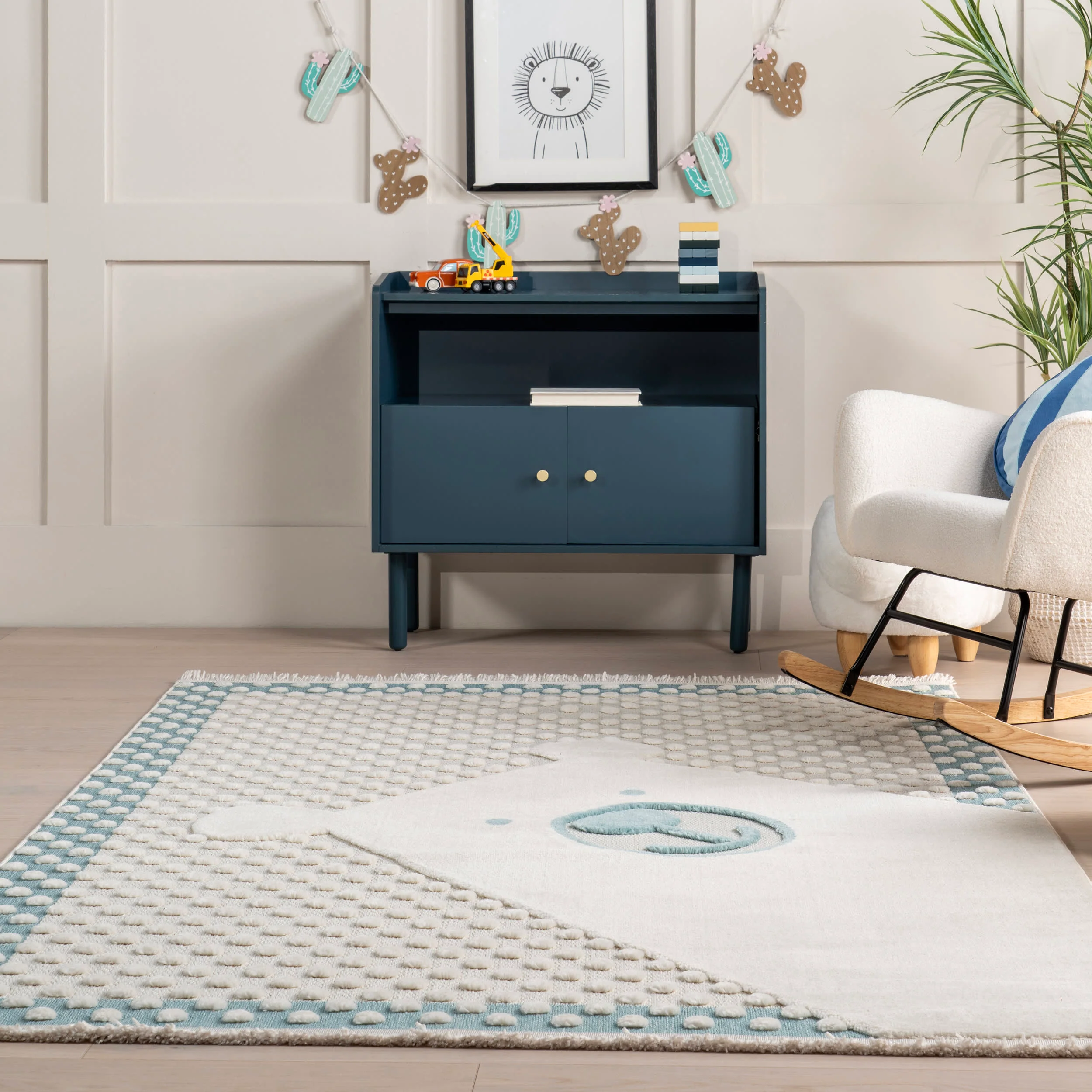 Wilma Kids Bear Fringed Rug | Baby Blue - Image 4
