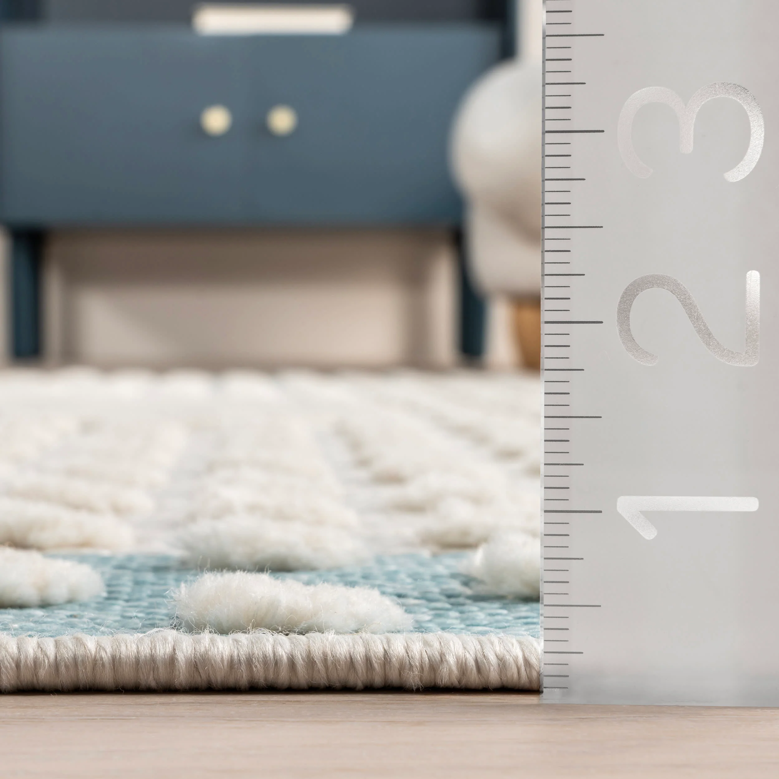 Wilma Kids Bear Fringed Rug | Baby Blue - Image 5