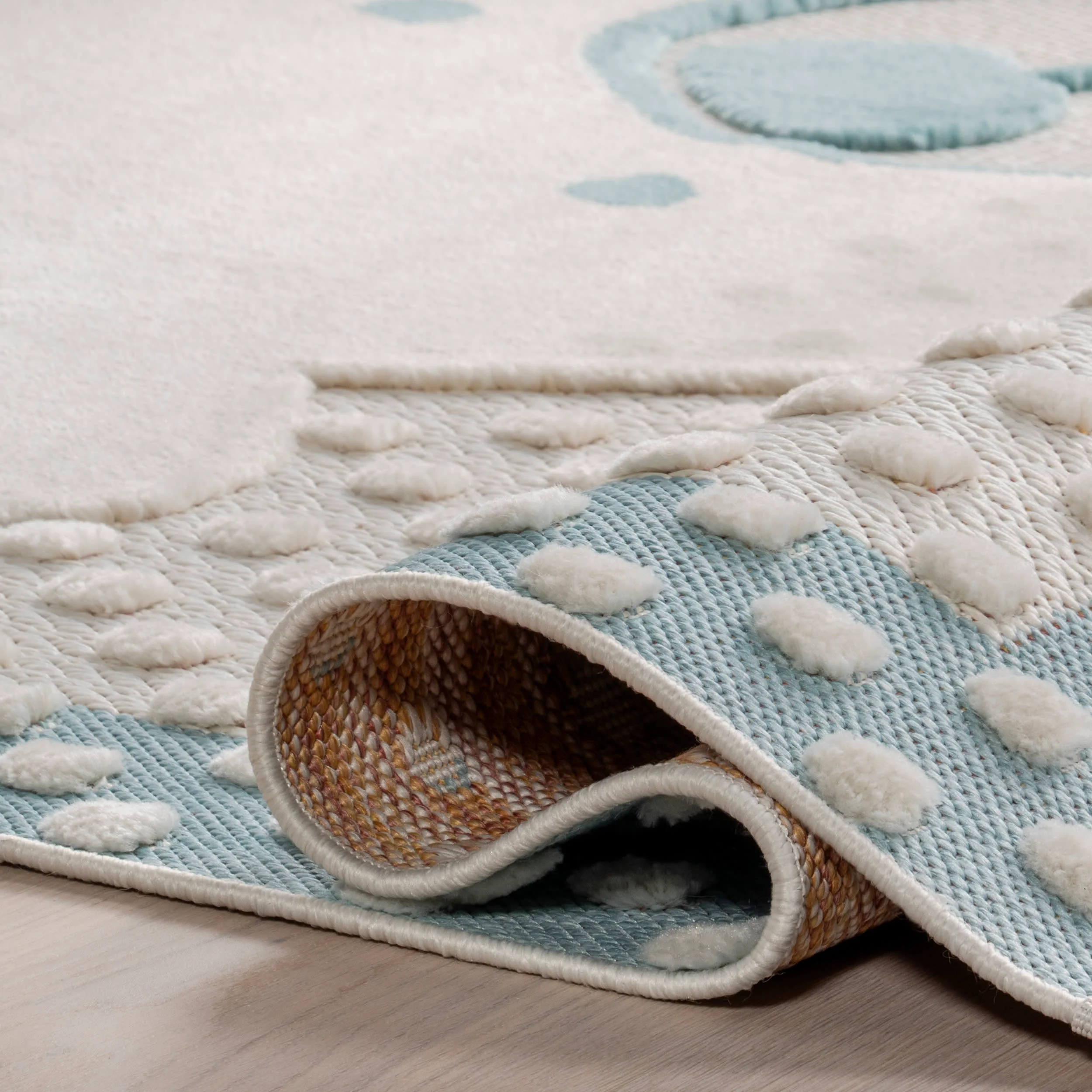 Wilma Kids Bear Fringed Rug | Baby Blue - Image 8