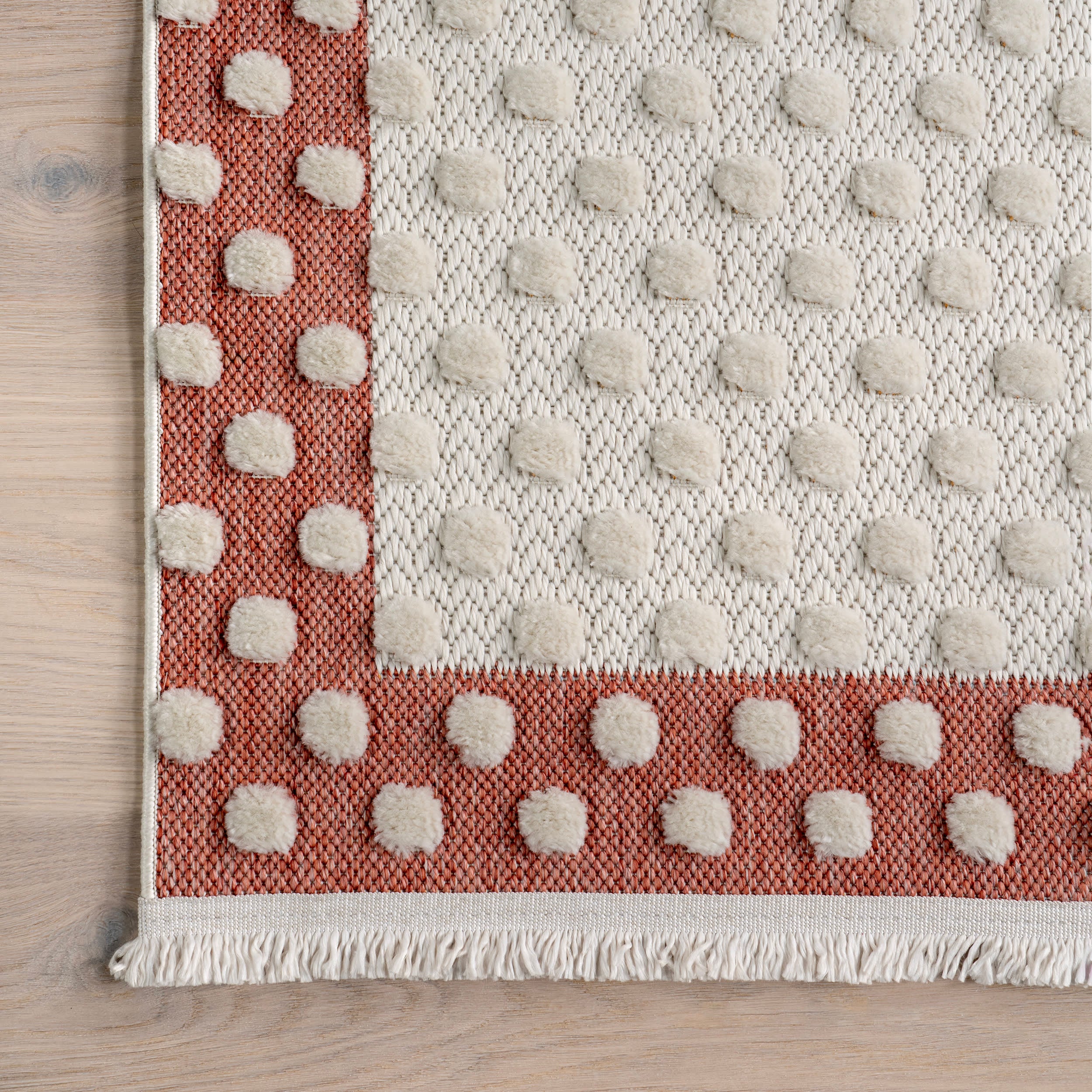 Wilma Kids Bear Fringed Rug | Brick - Image 3