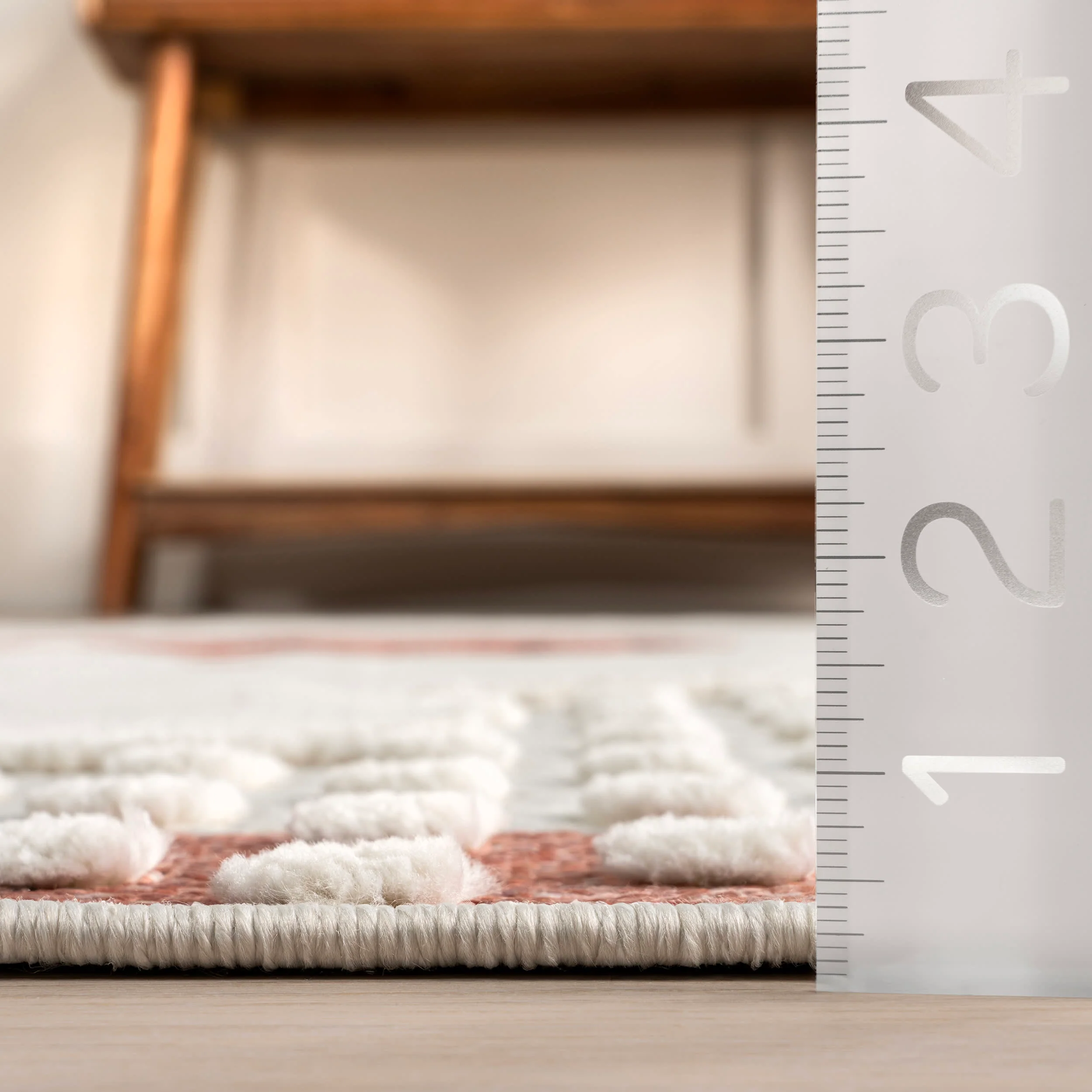 Wilma Kids Bear Fringed Rug | Brick - Image 5