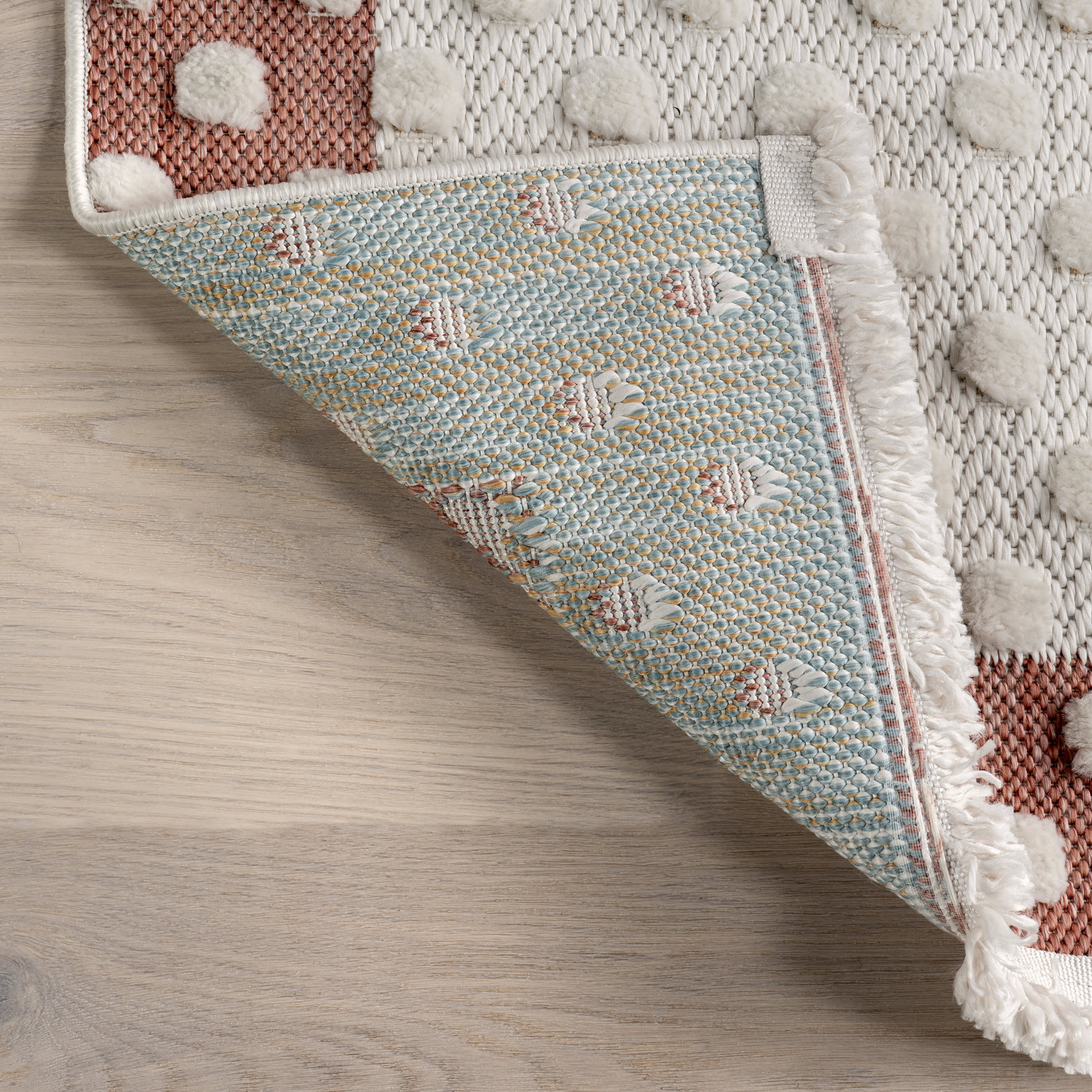 Wilma Kids Bear Fringed Rug | Brick - Image 6